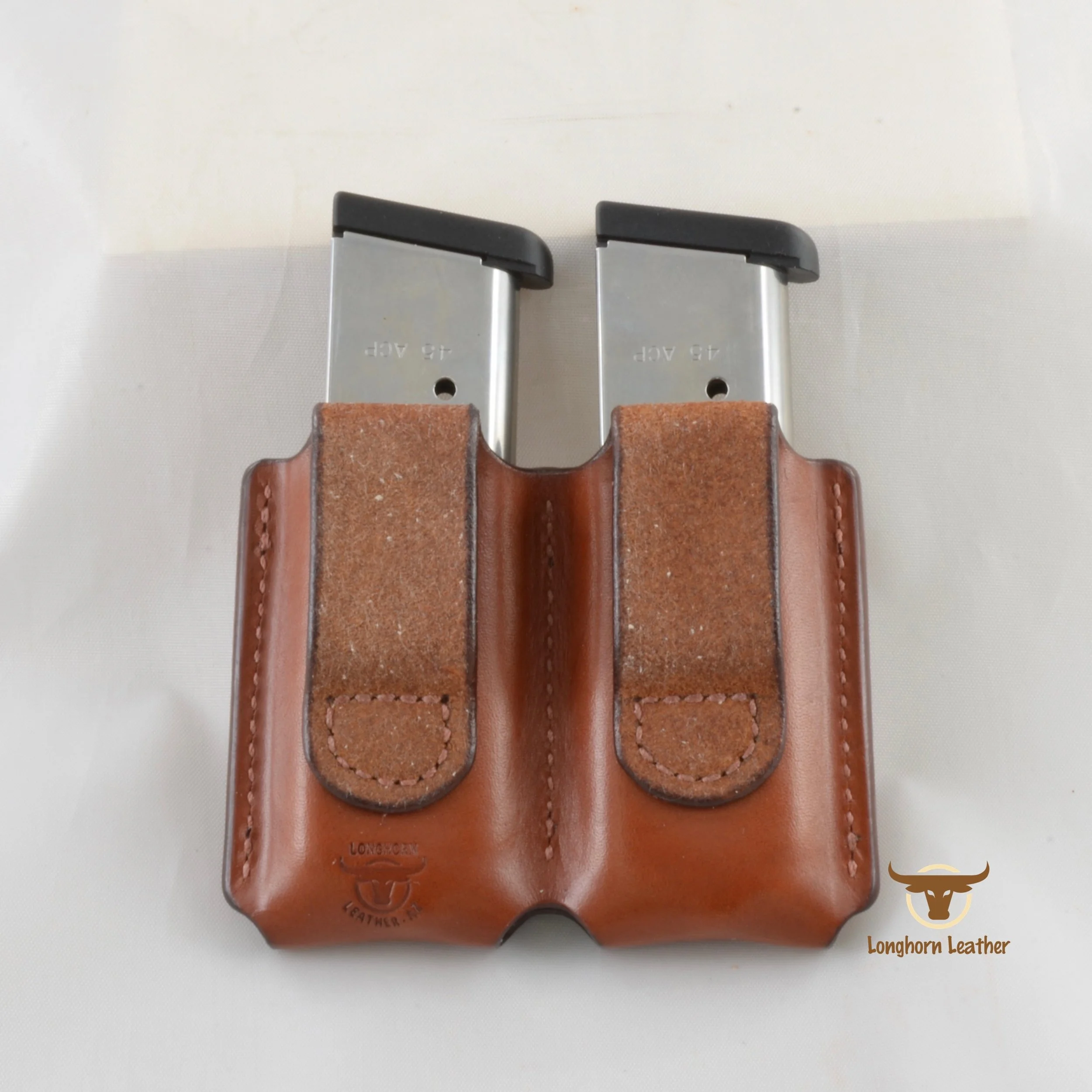 Longhorn Leather AZ-1911 Double Magazine Pouch - Mahogany (Chestnut)