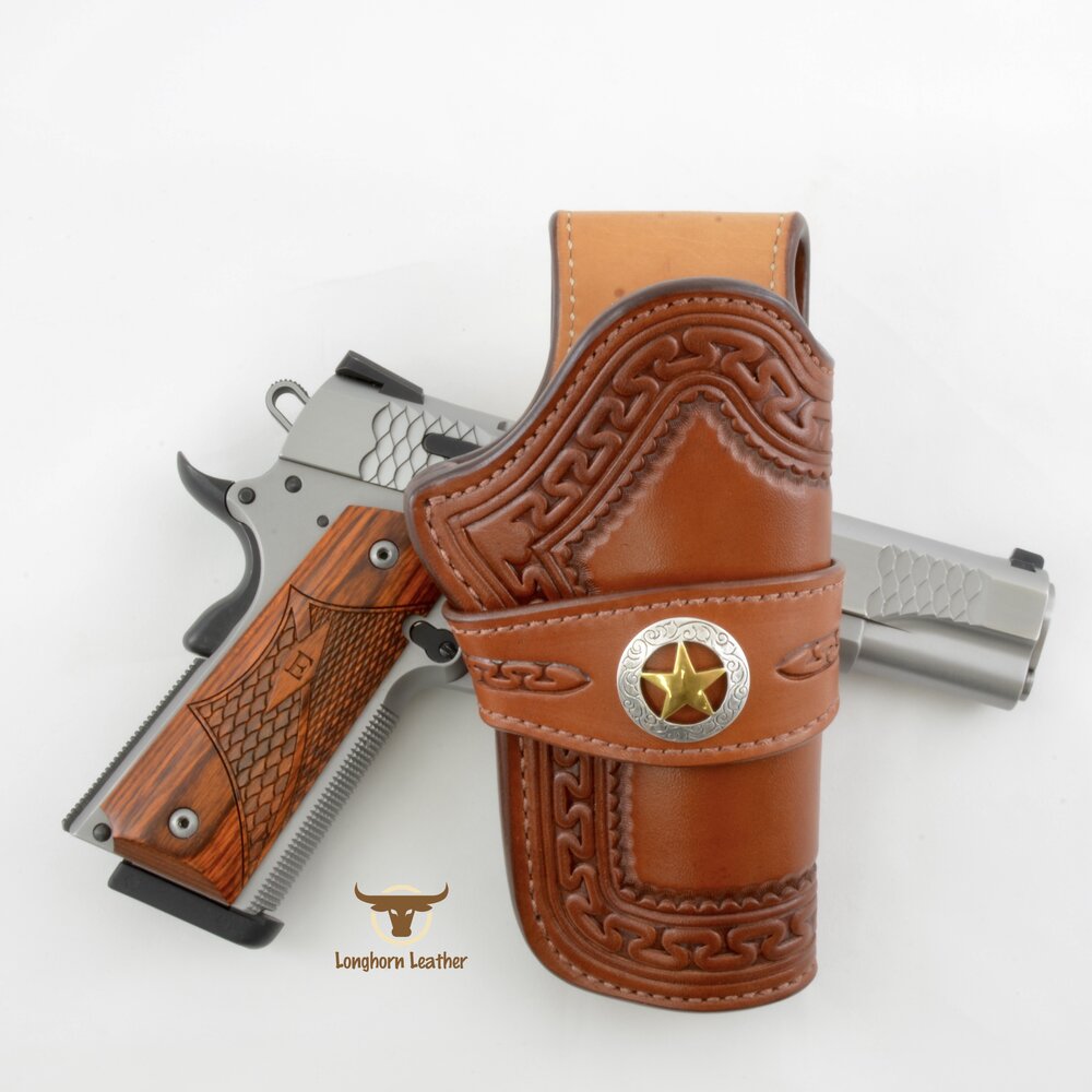 Longhorn Leather AZ-Custom Leather Gun Belt featuring the “San