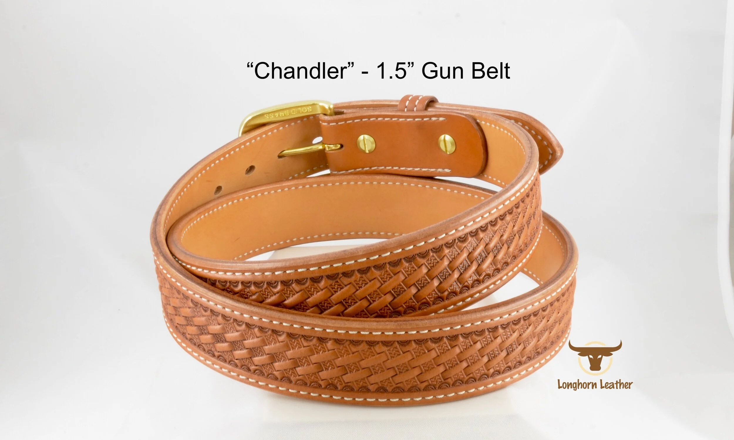 Custom Leather Gun Belt featuring the “Chandler” design. Longhorn Leather AZ