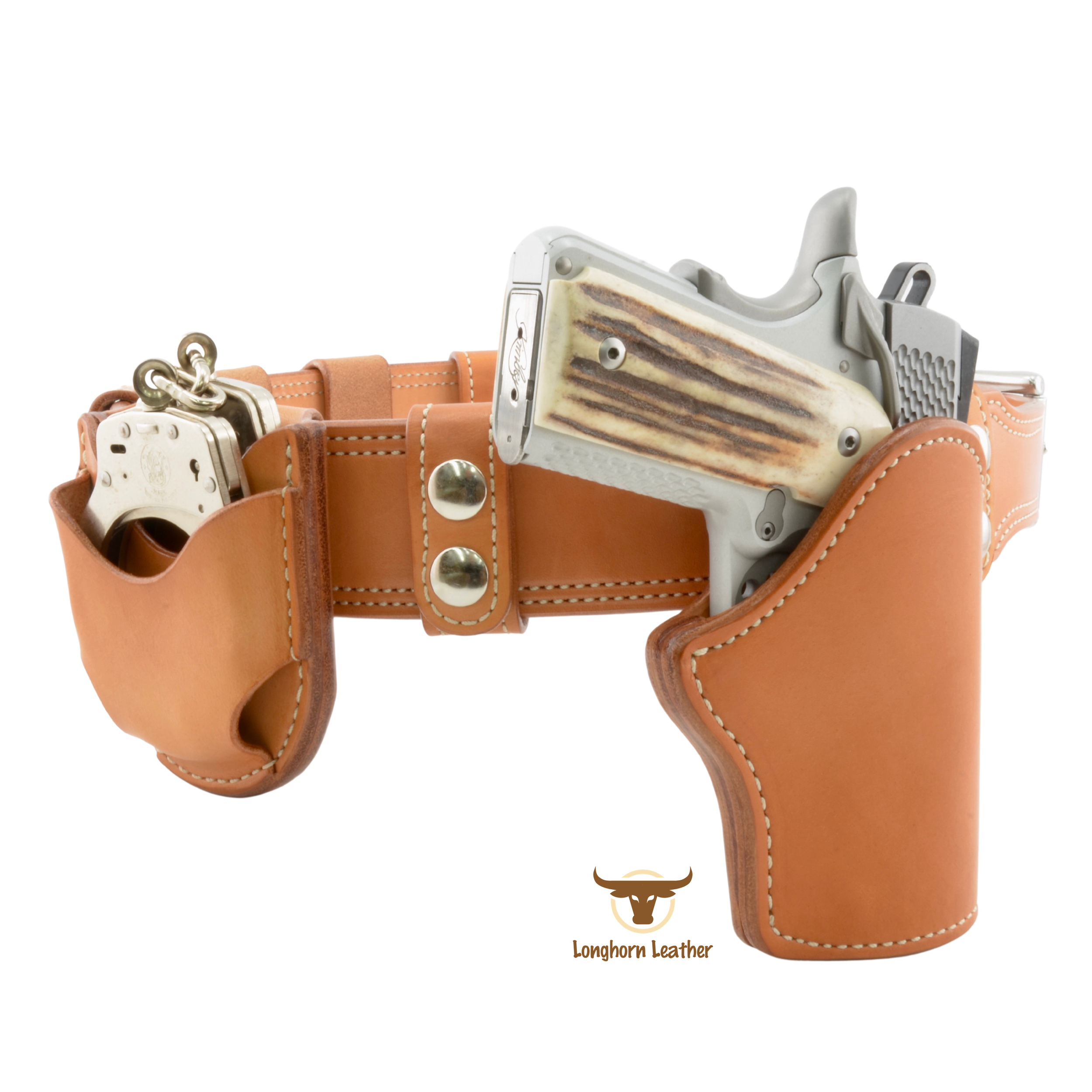 Longhorn Leather AZ-Custom Leather Gun Belt featuring the “San