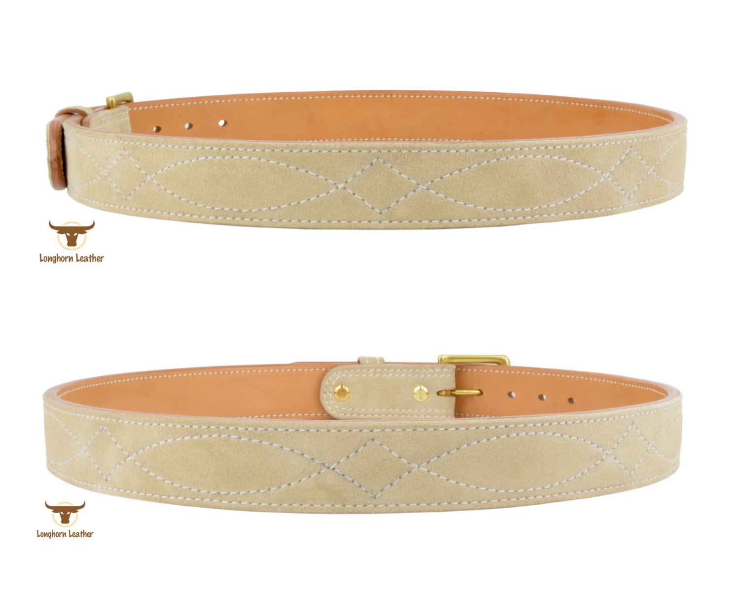 Custom leather belt featuring the "Gunslinger" design in suede.  Individually handcrafted at Longhorn Leather AZ