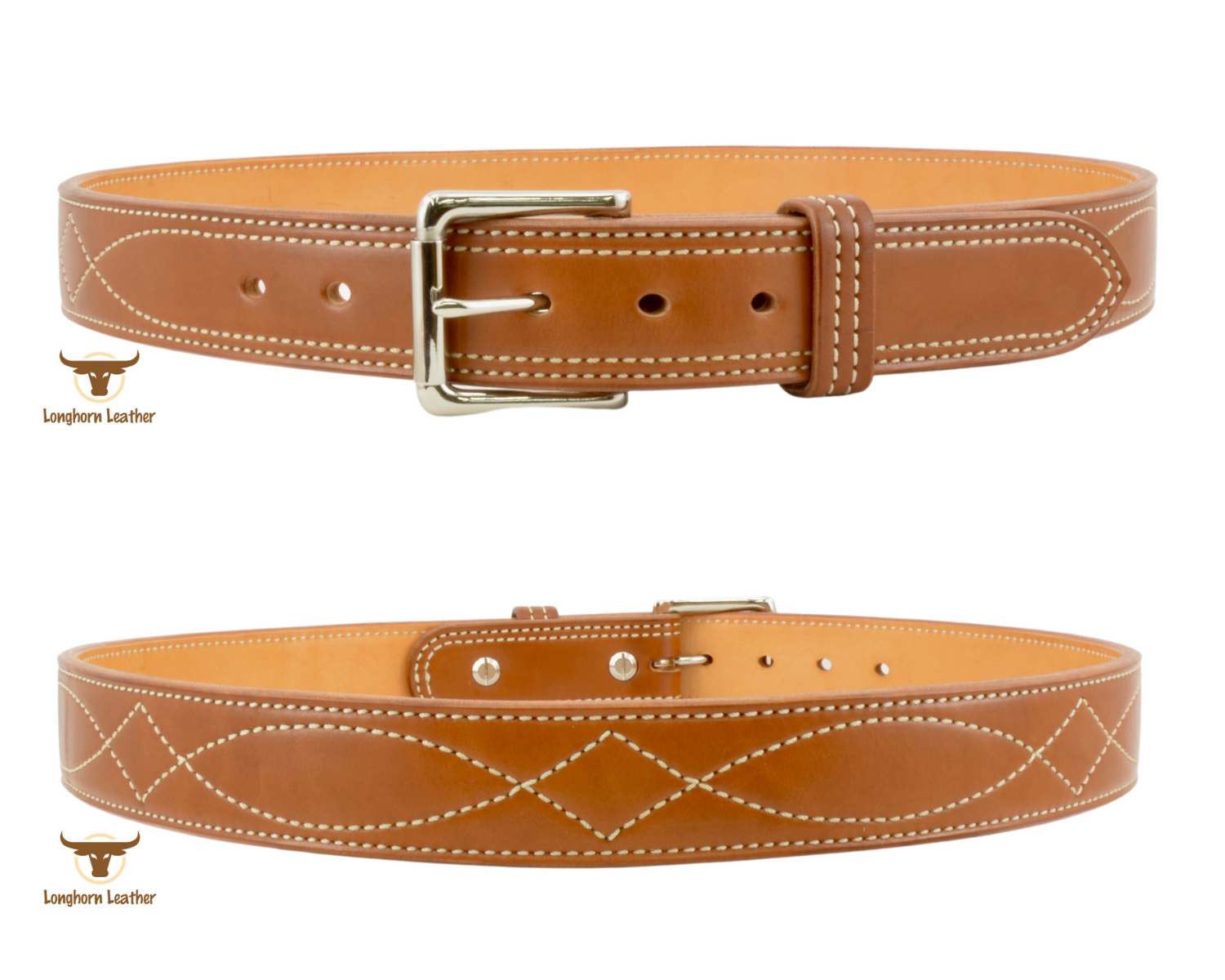 Custom leather belt featuring the "Gunslinger" design.  Individually handcrafted at Longhorn Leather AZ