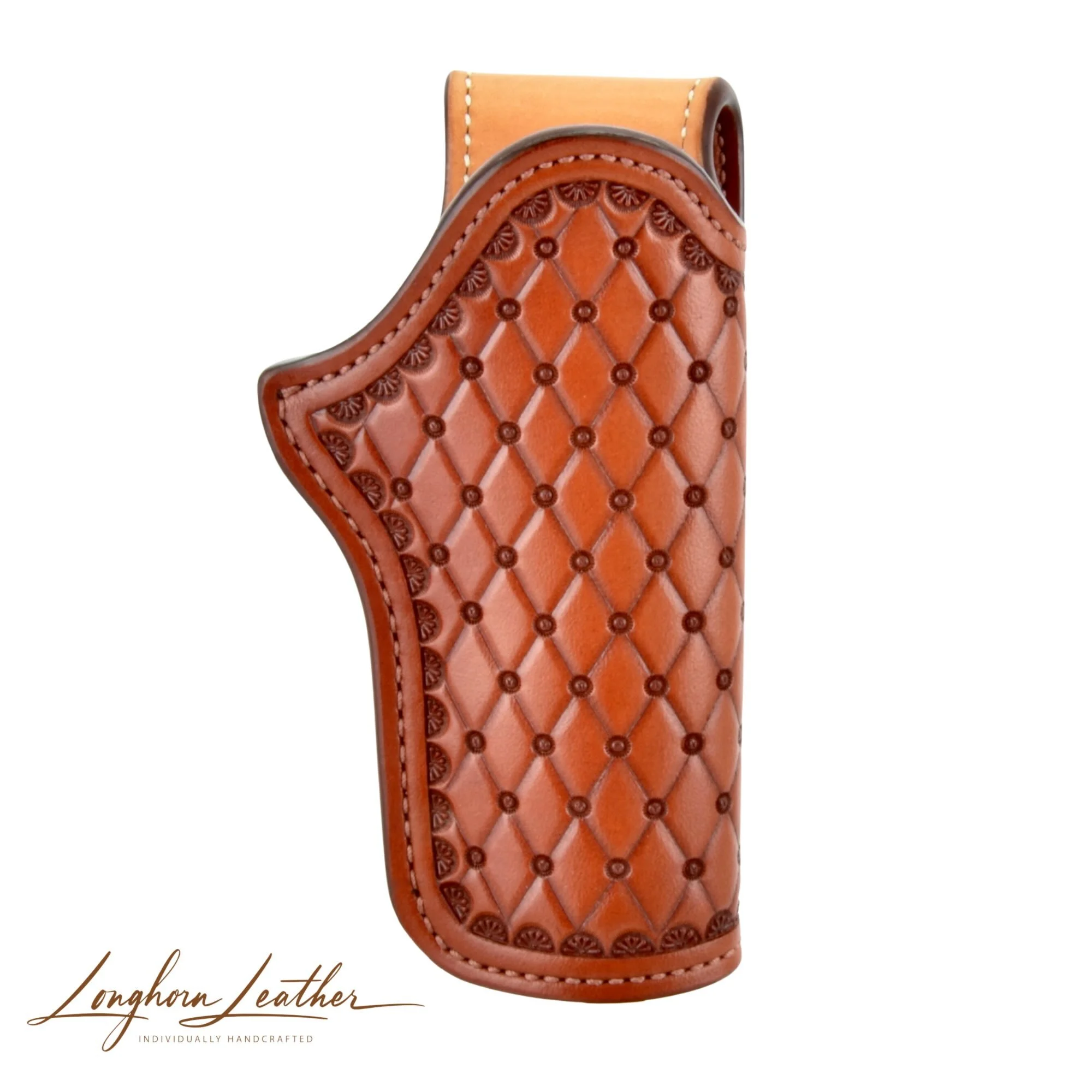 Custom leather 1911 holster with San Carlos design – expertly handcrafted in Scottsdale, Arizona by Longhorn Leather AZ.