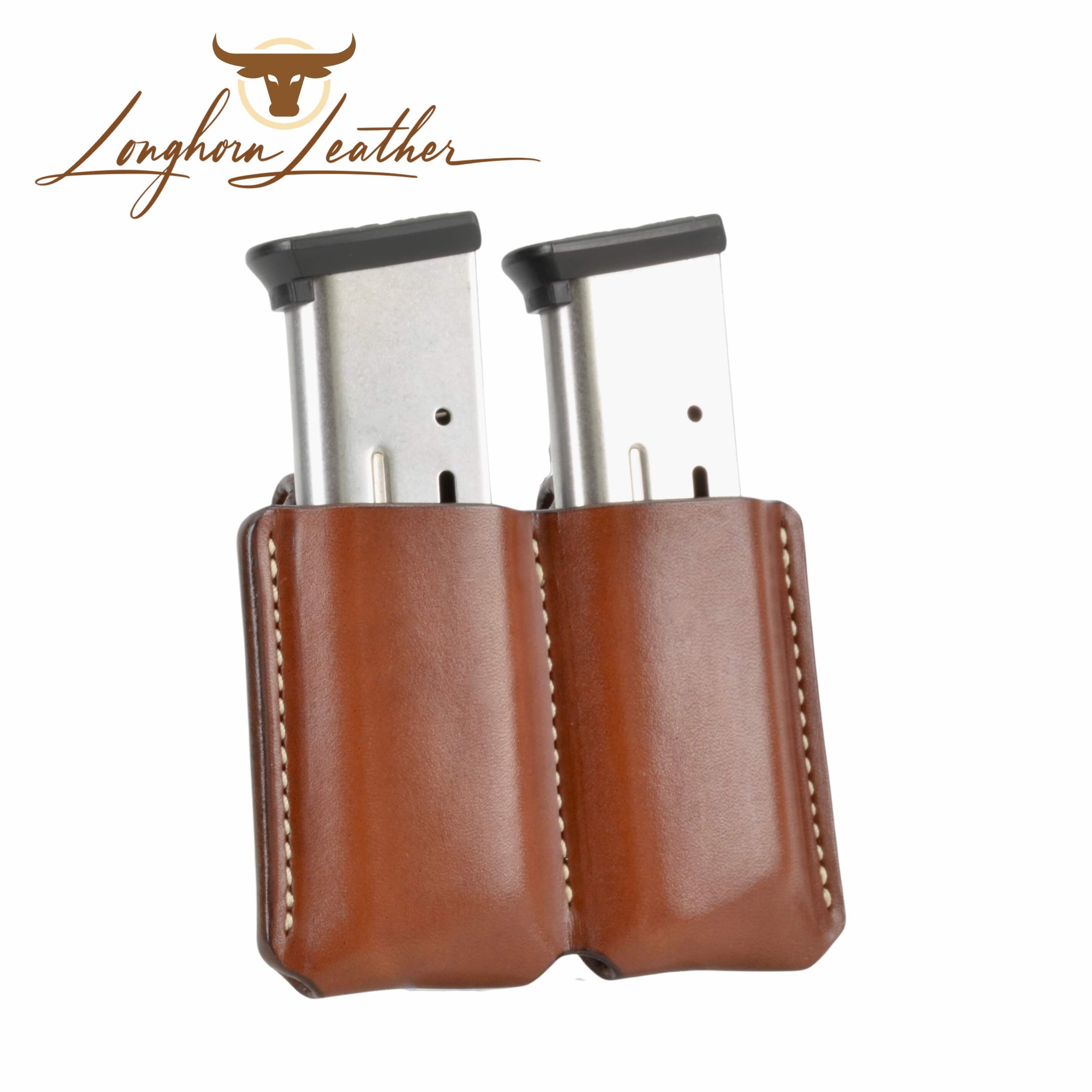 Custom leather 1911 double magazine carrier.  Individually handcrafted at Longhorn Leather AZ