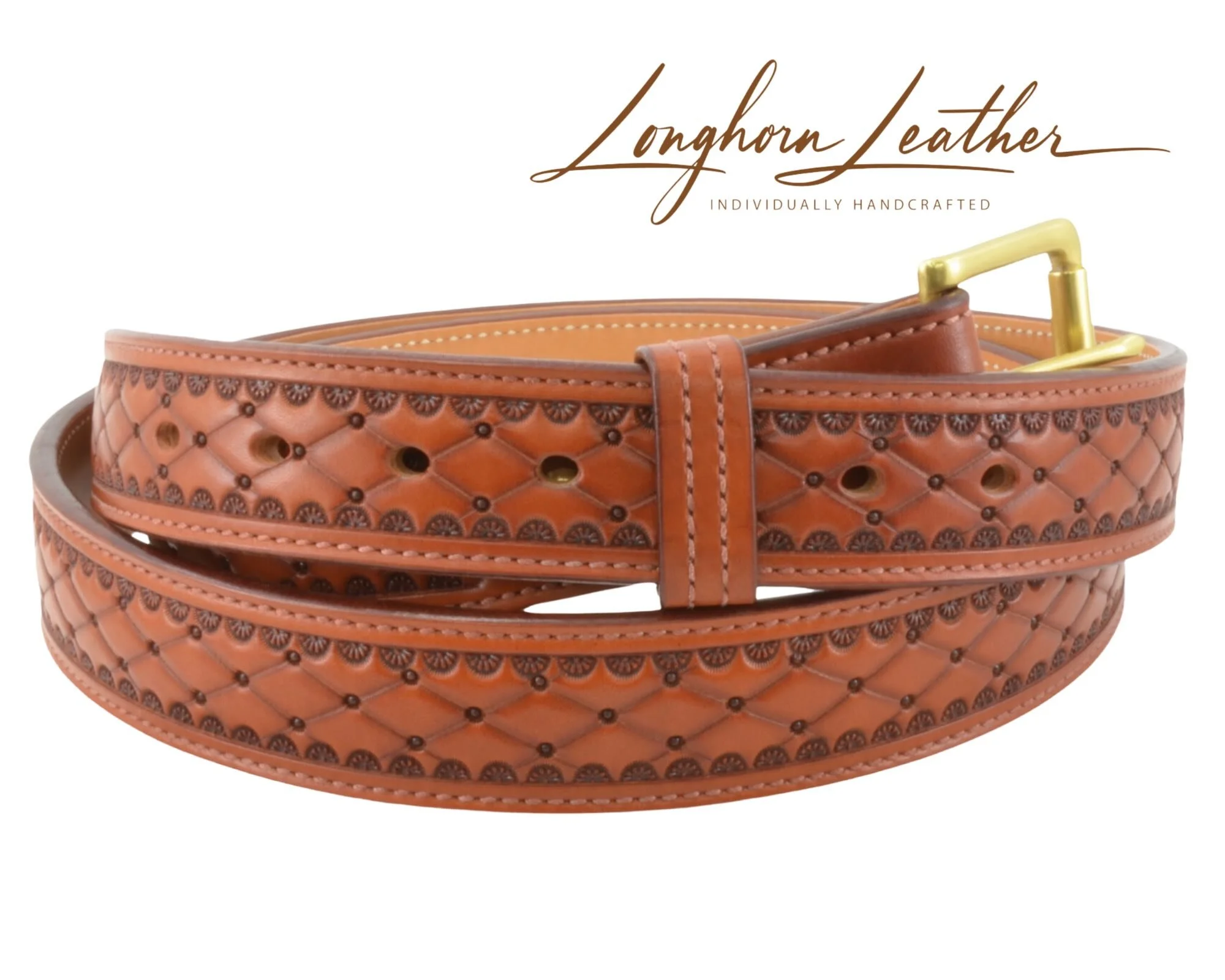 Custom leather gun belt, San Carlos design - Meticulously handcrafted by Longhorn Leather AZ, located in Scottsdale, Arizona