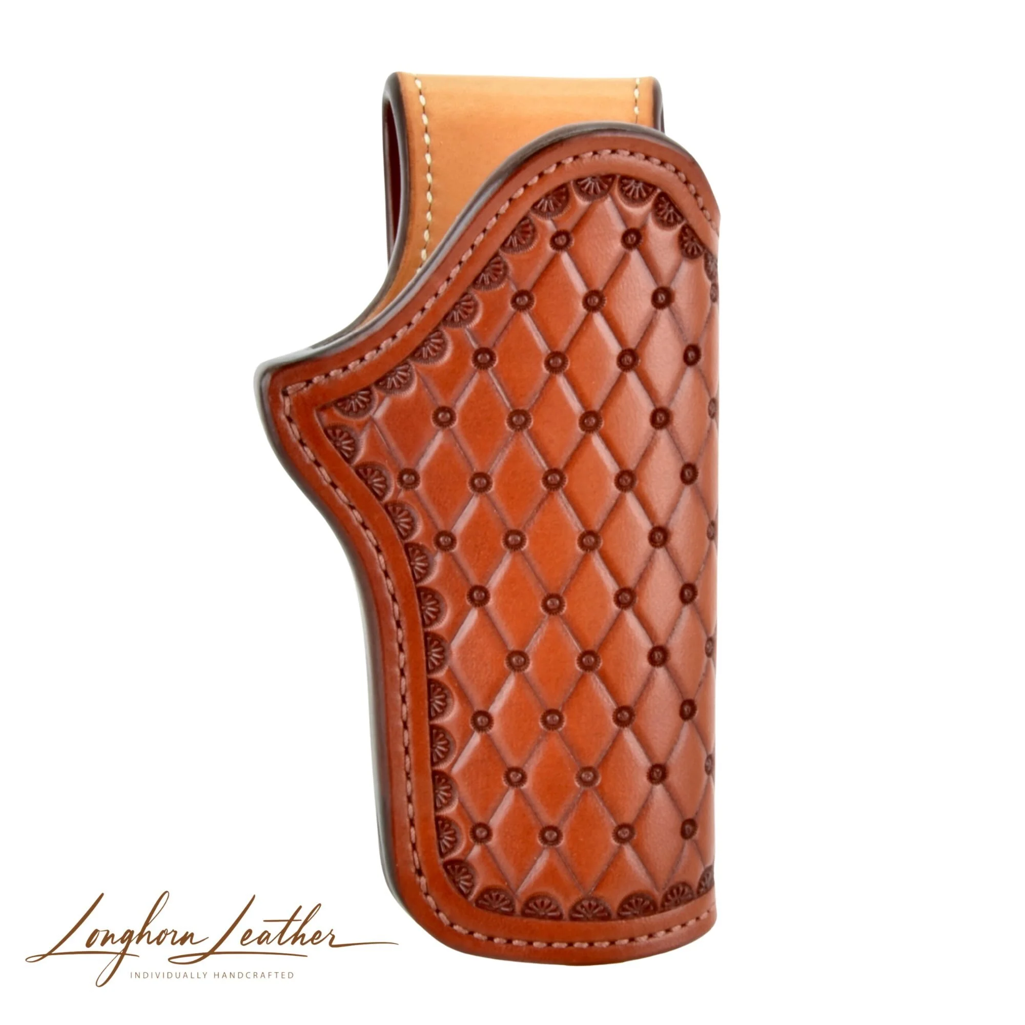 Custom leather 1911 holster with San Carlos design – expertly handcrafted in Scottsdale, Arizona by Longhorn Leather AZ.