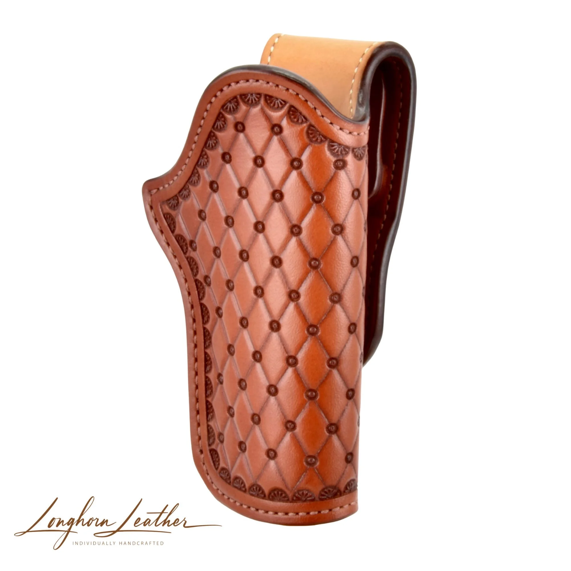 Custom leather 1911 holster with San Carlos design – expertly handcrafted in Scottsdale, Arizona by Longhorn Leather AZ.