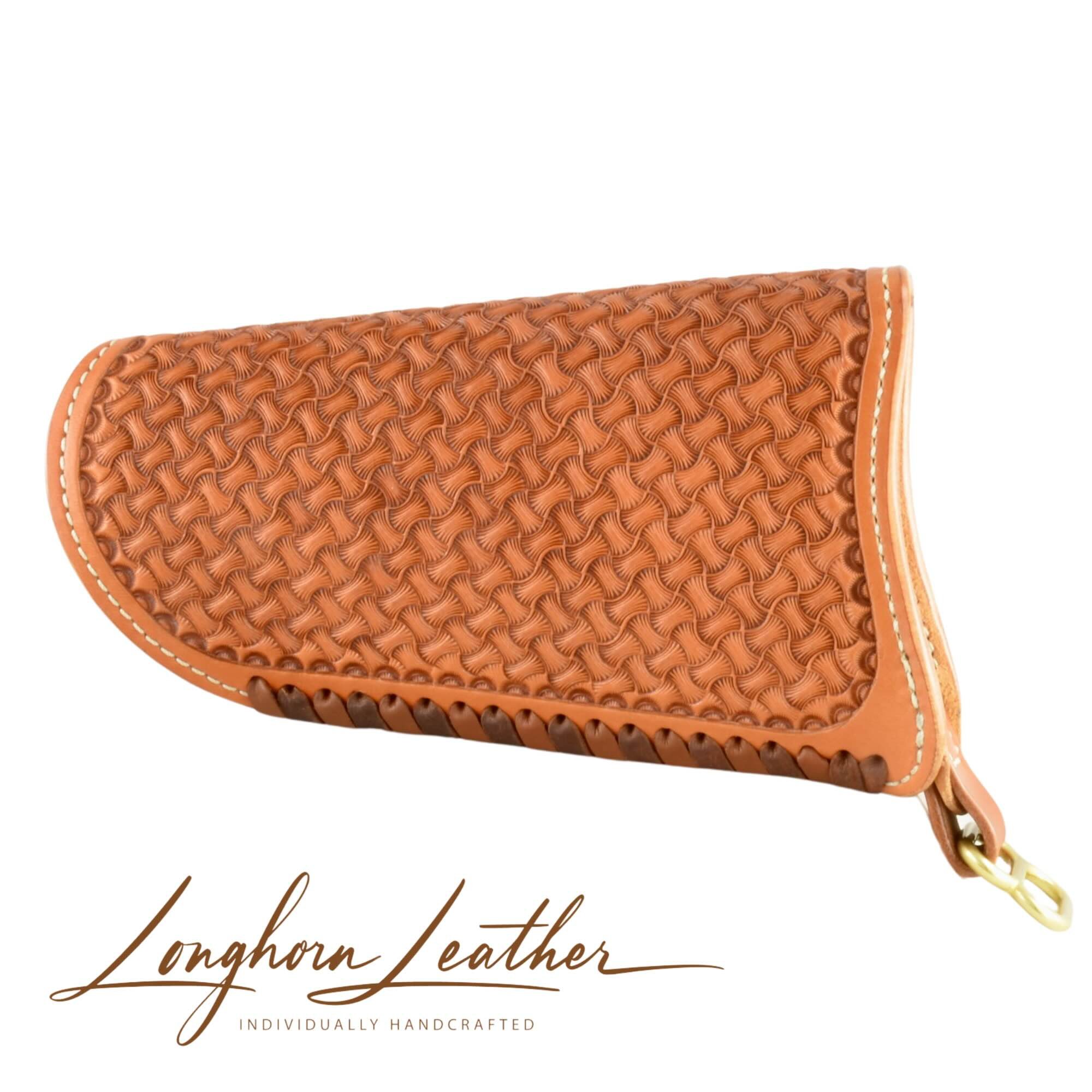 Custom leather gunstock cover with Winslow design – expertly handcrafted in Scottsdale, Arizona by Longhorn Leather AZ.