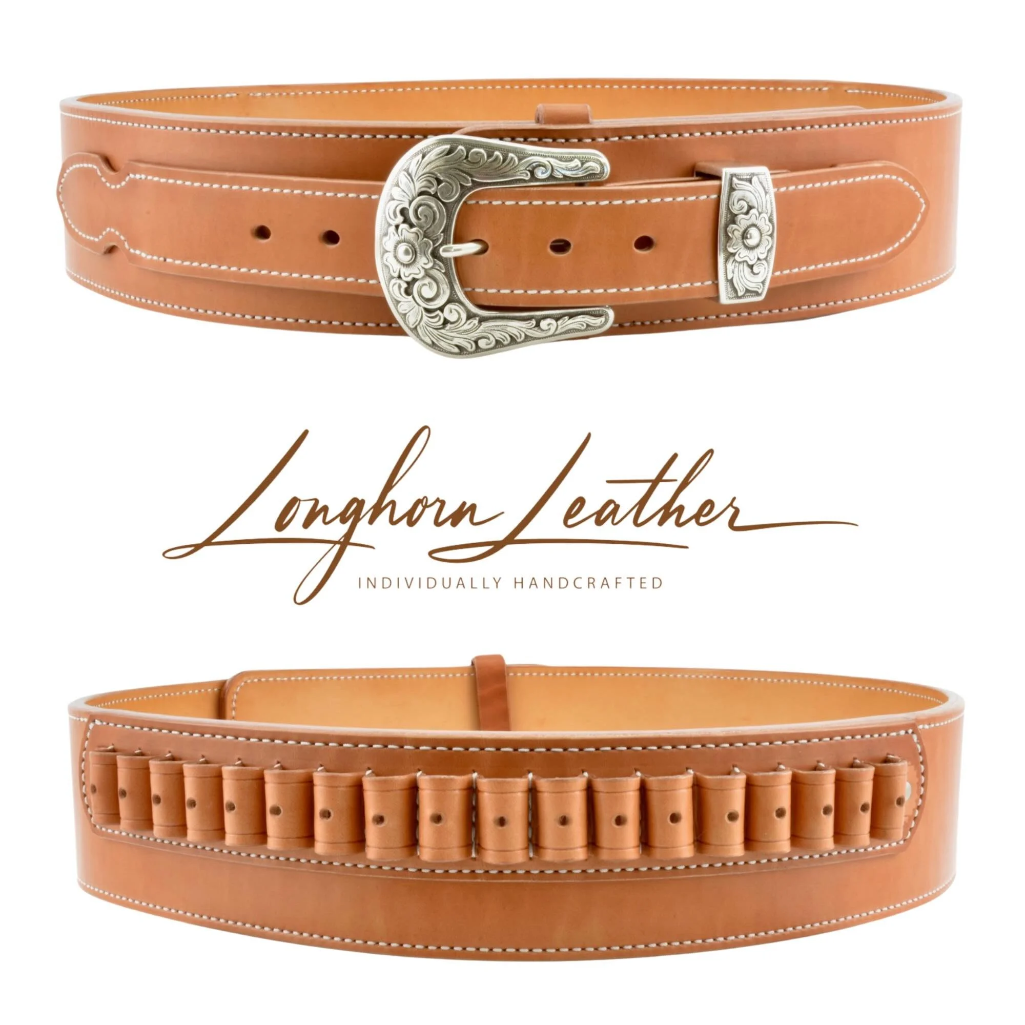 Handcrafted American Leather Gun Belt, 1.5' To 2' Wide, Ambidextrous OWB Carry Holster Belt For Pistols