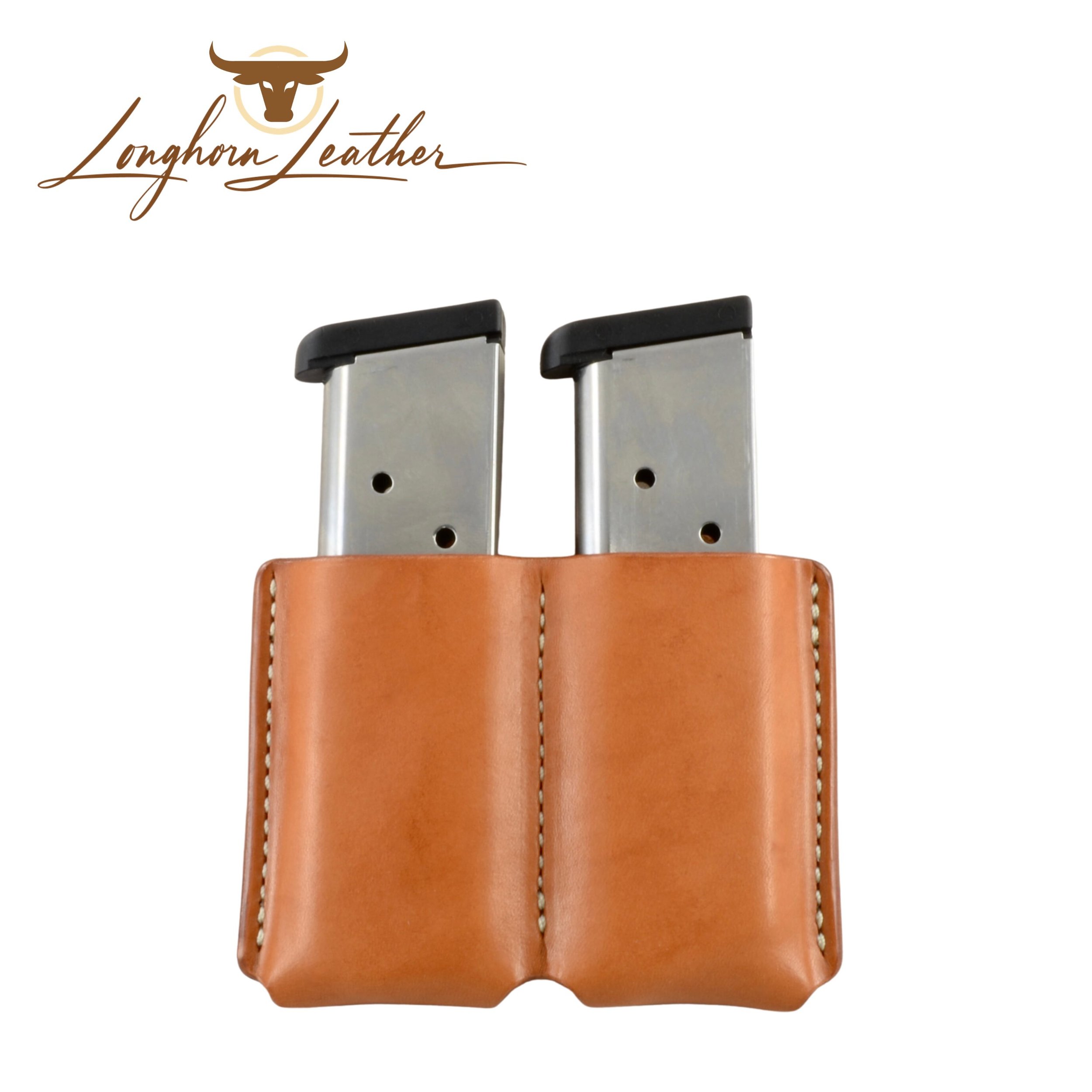 Custom leather 1911 double magazine carrier.  Individually handcrafted at Longhorn Leather AZ