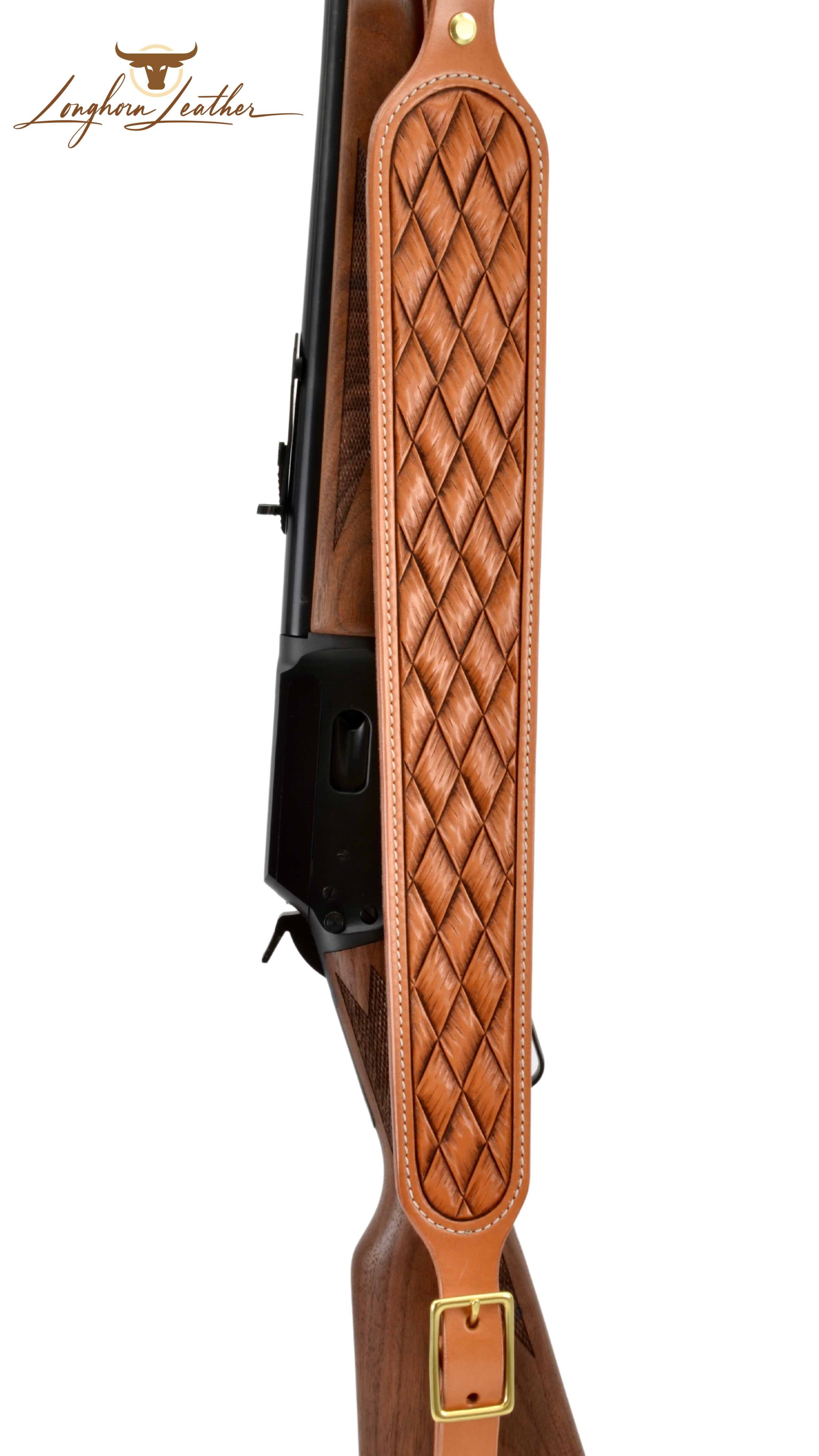 Custom leather rifle sling featuring the Wickenburg design.  Individually handcrafted at Longhorn Leather AZ