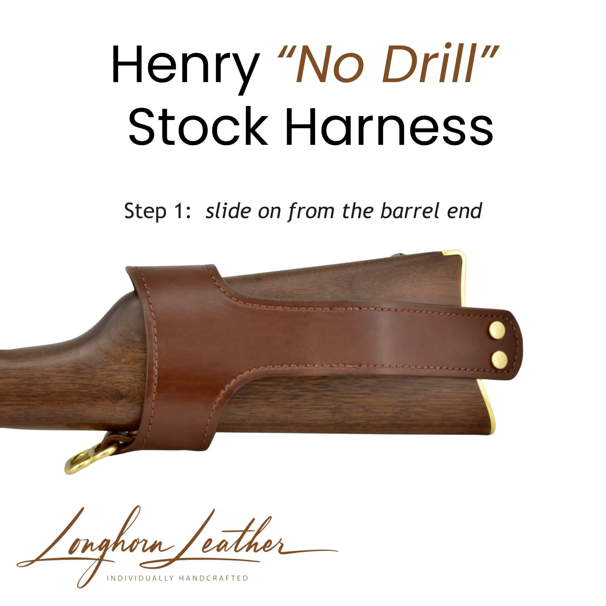 
Custom leather Henry Rifle No Drill Stock Harness – Meticulously handcrafted in Scottsdale, Arizona by Longhorn Leather