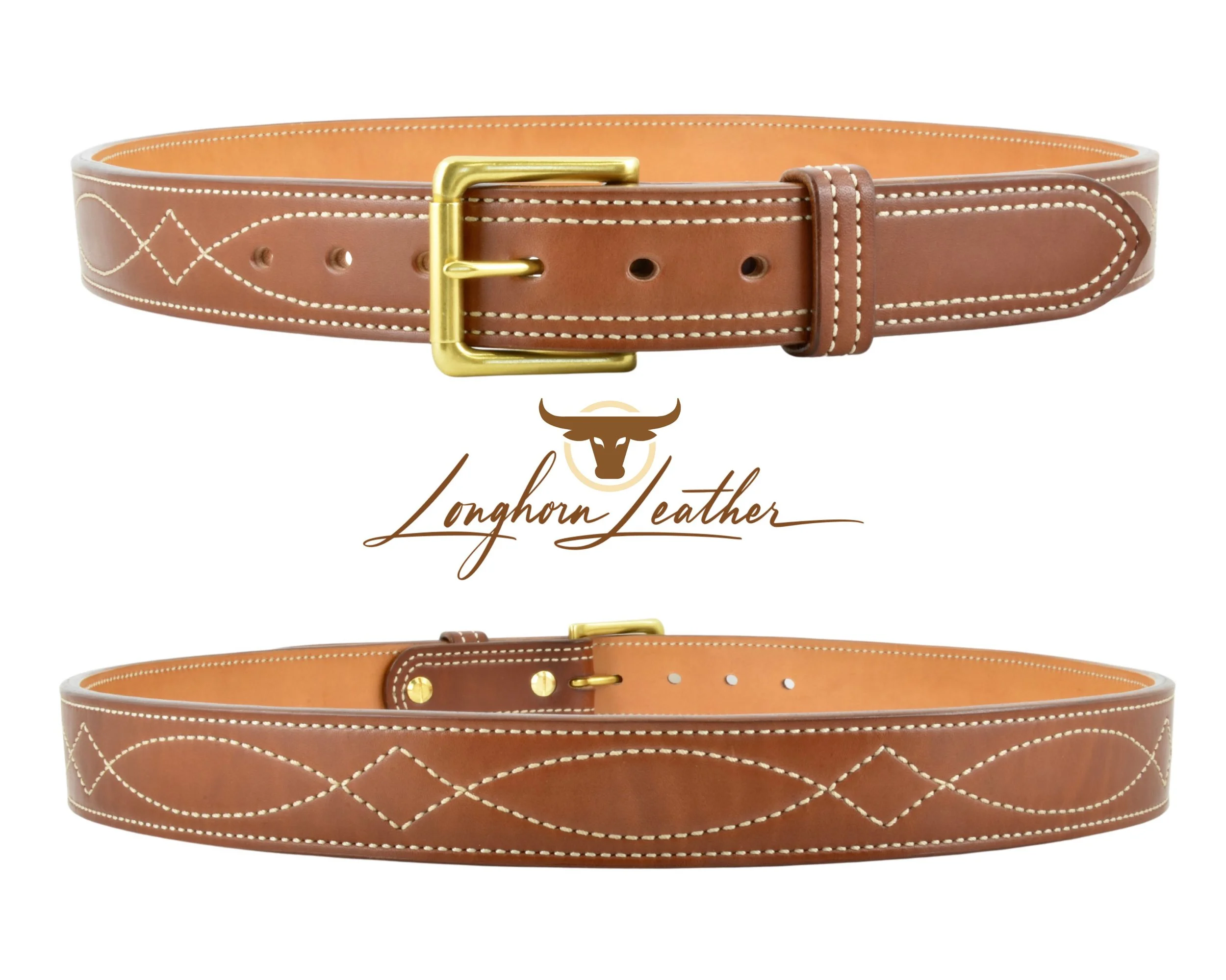 Custom leather gun belt featuring the Gunslinger design. Individually handcrafted at Longhorn Leather AZ