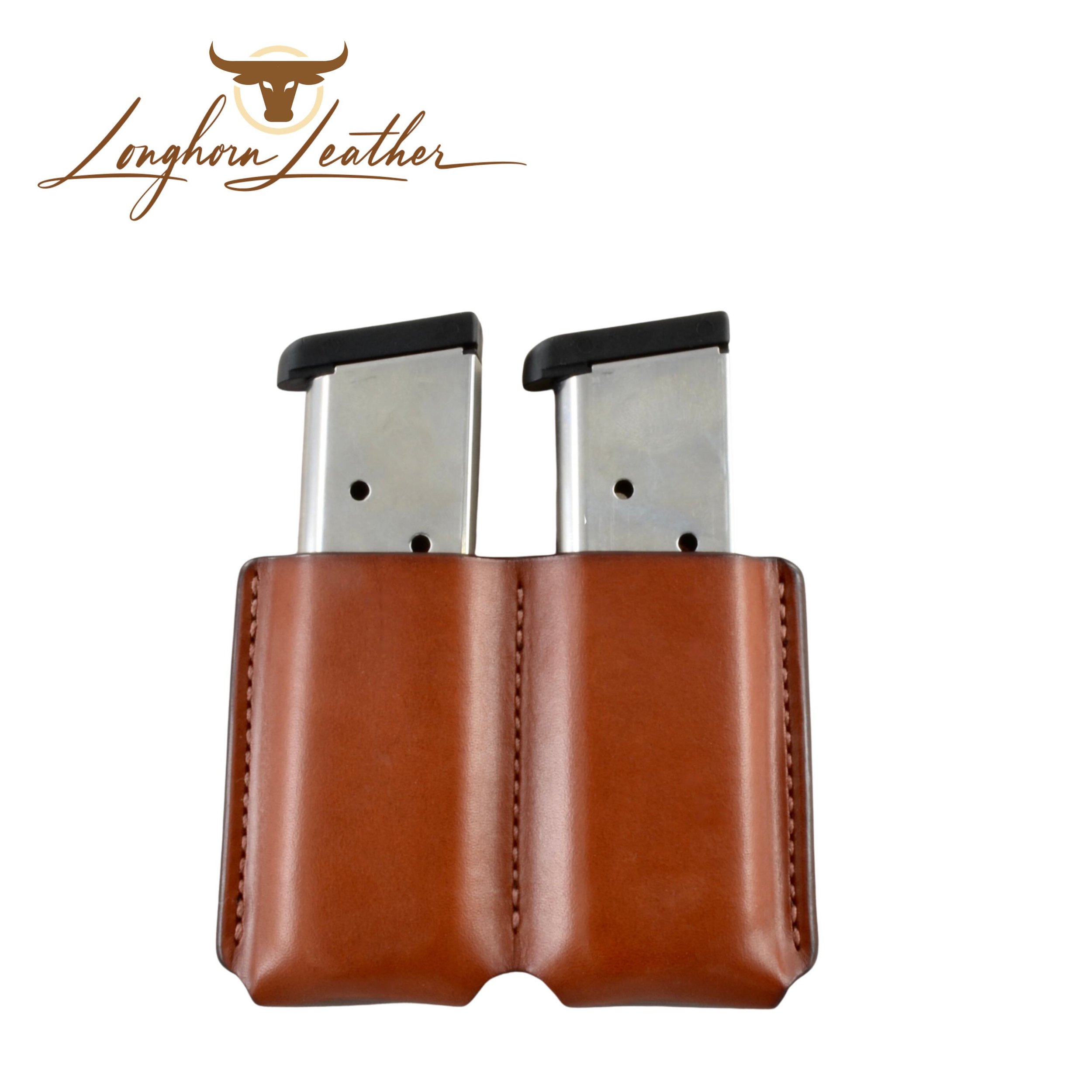 Custom leather 1911 double magazine carrier.  Individually handcrafted at Longhorn Leather AZ