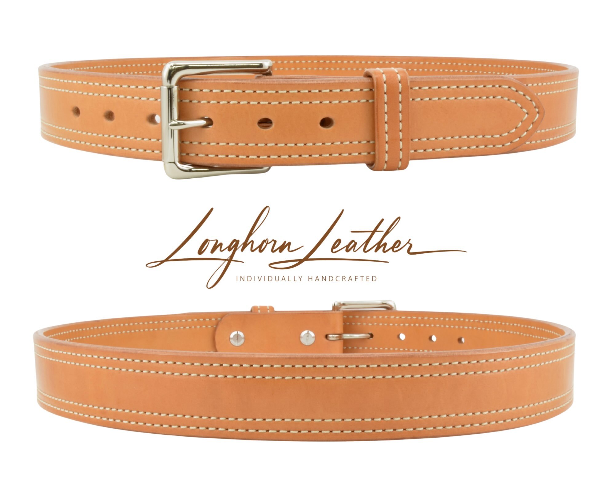"Double Stitched" - Gun Belt (Natural "Aged" Oil)