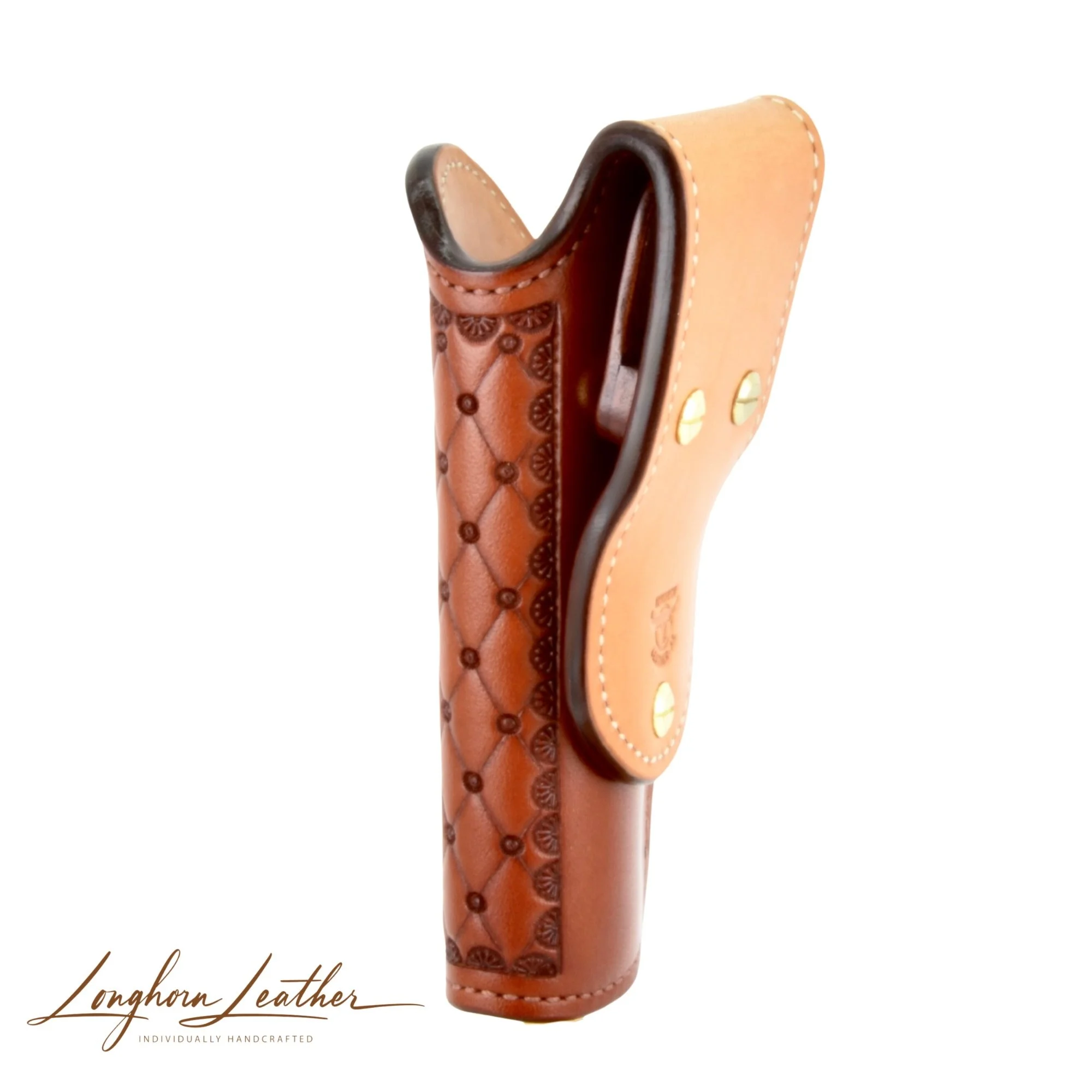 Custom leather 1911 holster with San Carlos design – expertly handcrafted in Scottsdale, Arizona by Longhorn Leather AZ.