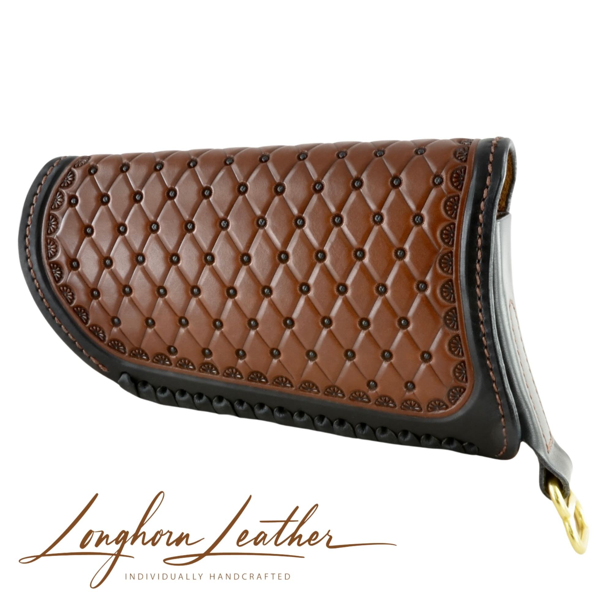Custom leather gunstock cover with San Carlos design – expertly handcrafted in Scottsdale, Arizona by Longhorn Leather AZ.