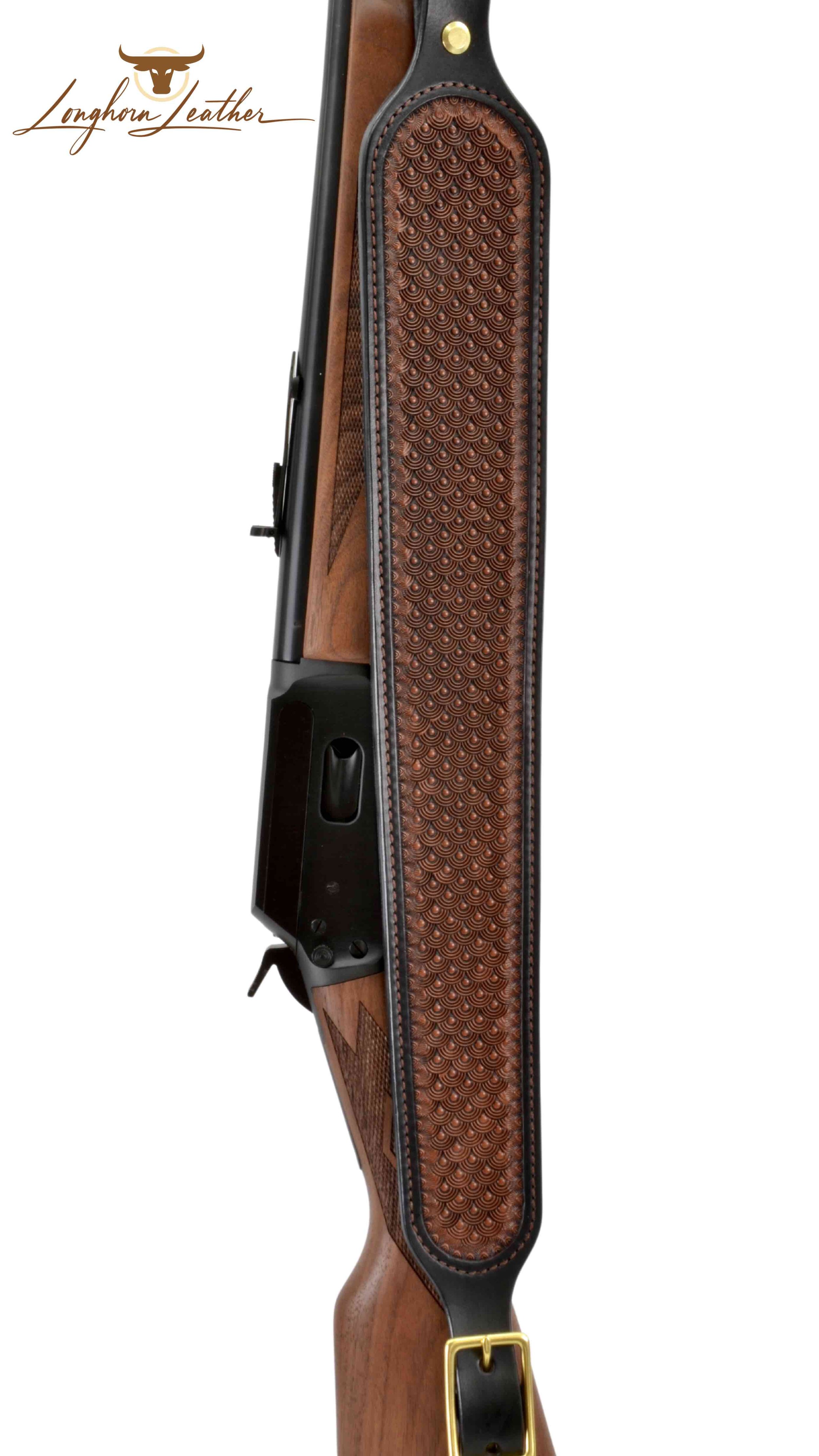 Custom leather rifle sling featuring the Waco design.  Individually handcrafted at Longhorn Leather AZ