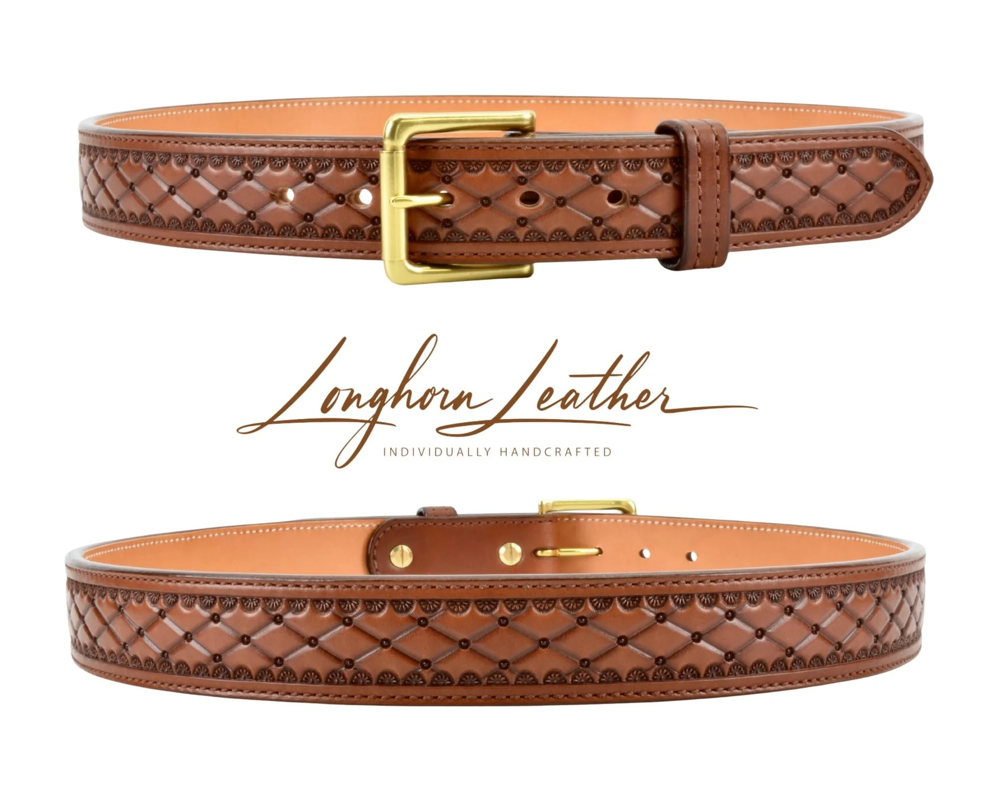 Custom leather gun belt, San Carlos design - Meticulously handcrafted by Longhorn Leather AZ, located in Scottsdale, Arizona