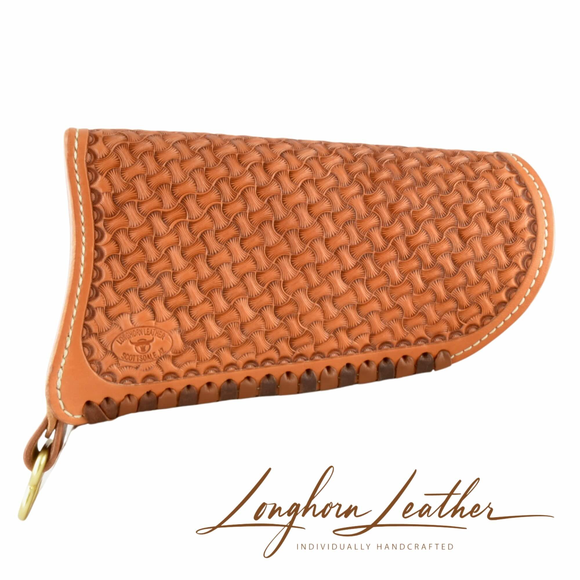 Custom leather gunstock cover with Winslow design – expertly handcrafted in Scottsdale, Arizona by Longhorn Leather AZ.