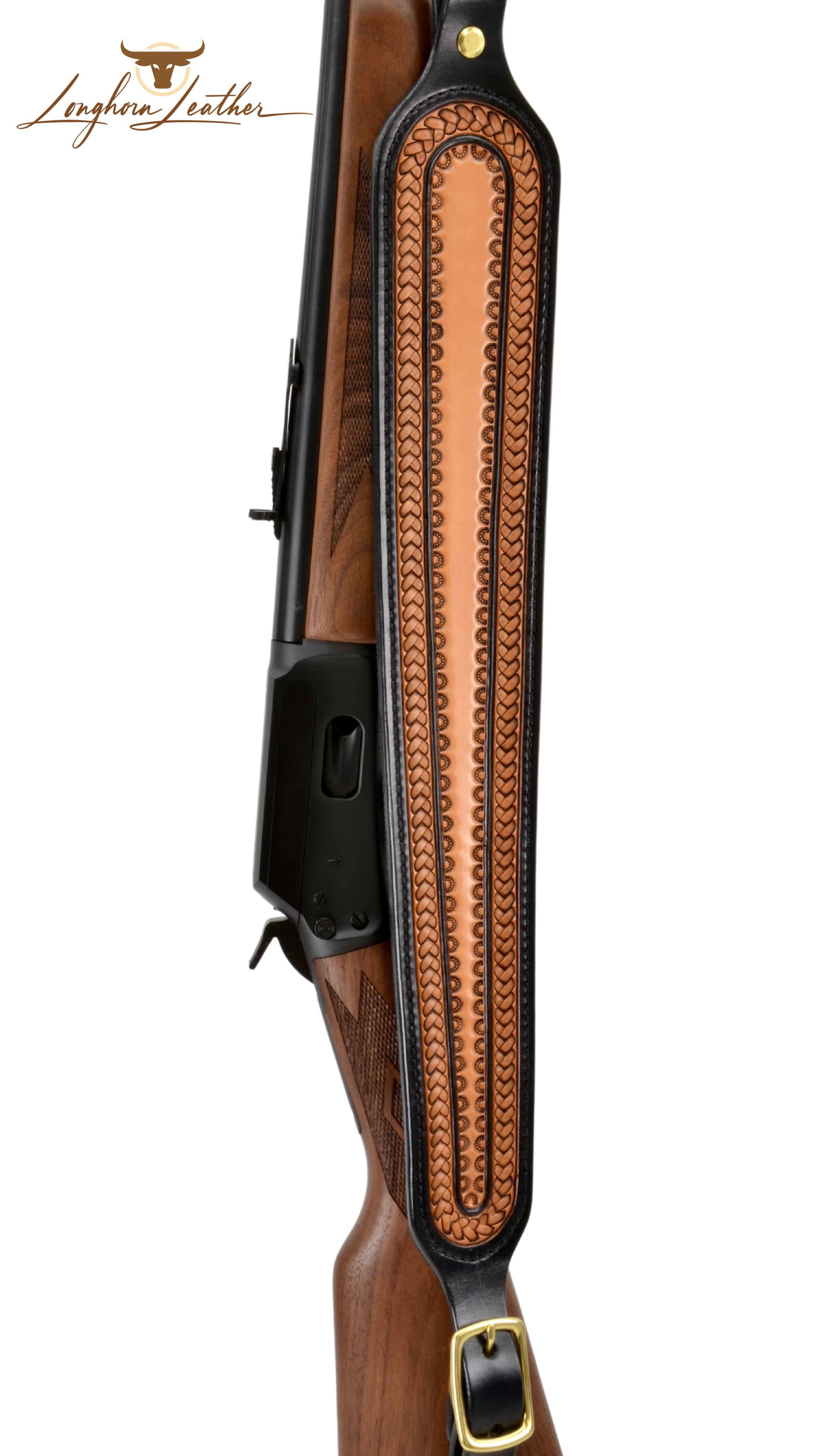 Custom leather rifle sling featuring the Sedona design.  Individually handcrafted at Longhorn Leather AZ