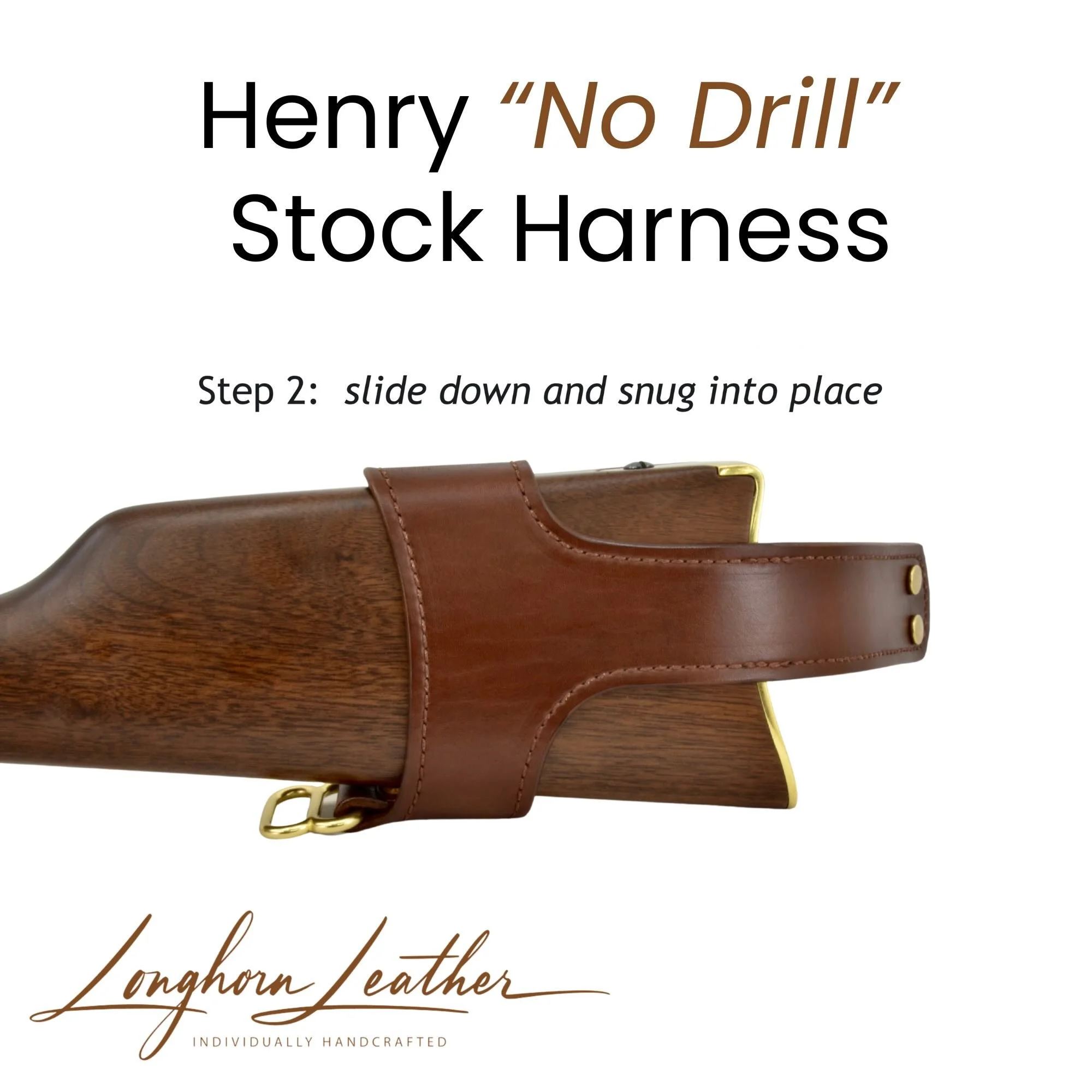 
Custom leather Henry Rifle No Drill Stock Harness – Meticulously handcrafted in Scottsdale, Arizona by Longhorn Leather