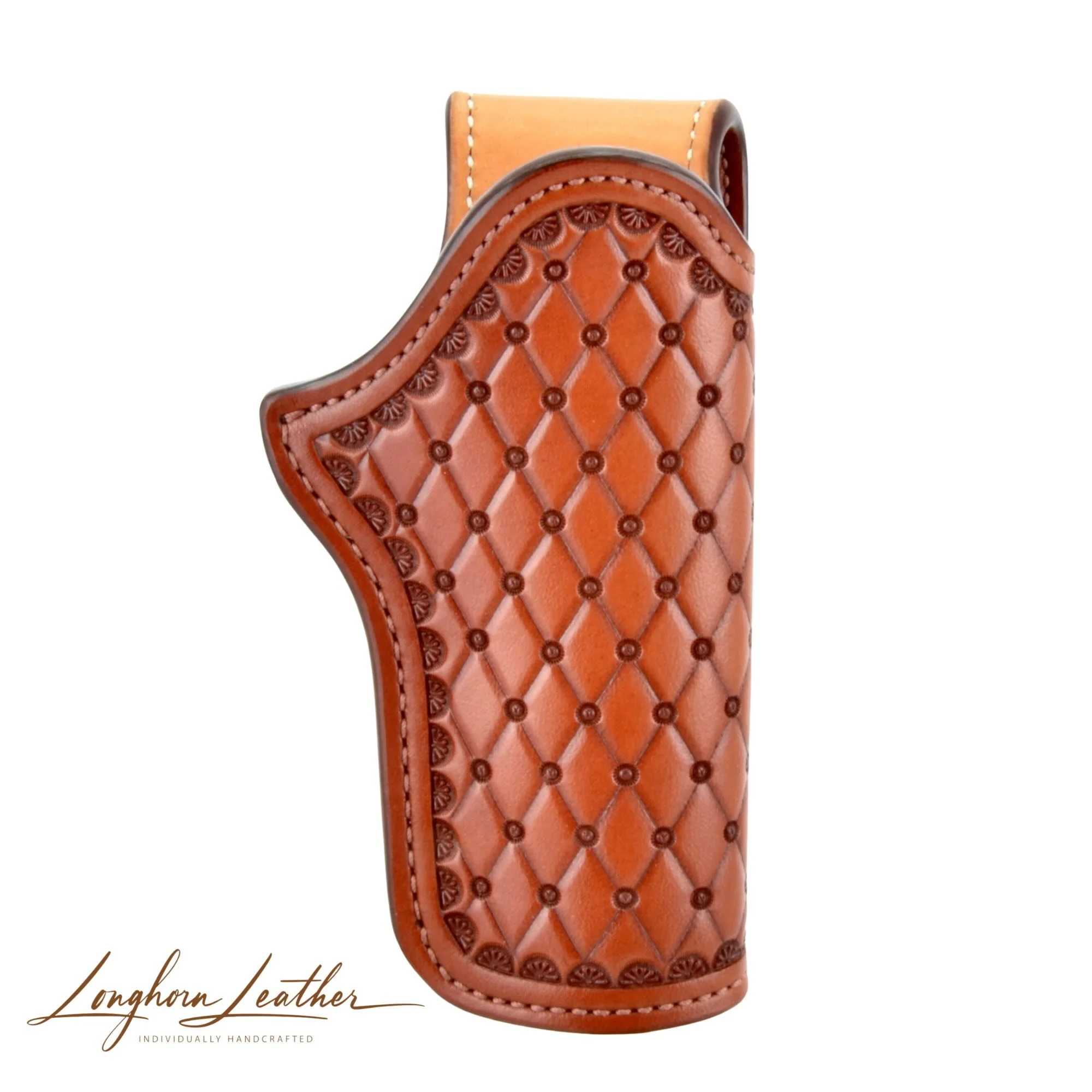 Custom leather 1911 holster with San Carlos design – expertly handcrafted in Scottsdale, Arizona by Longhorn Leather AZ.