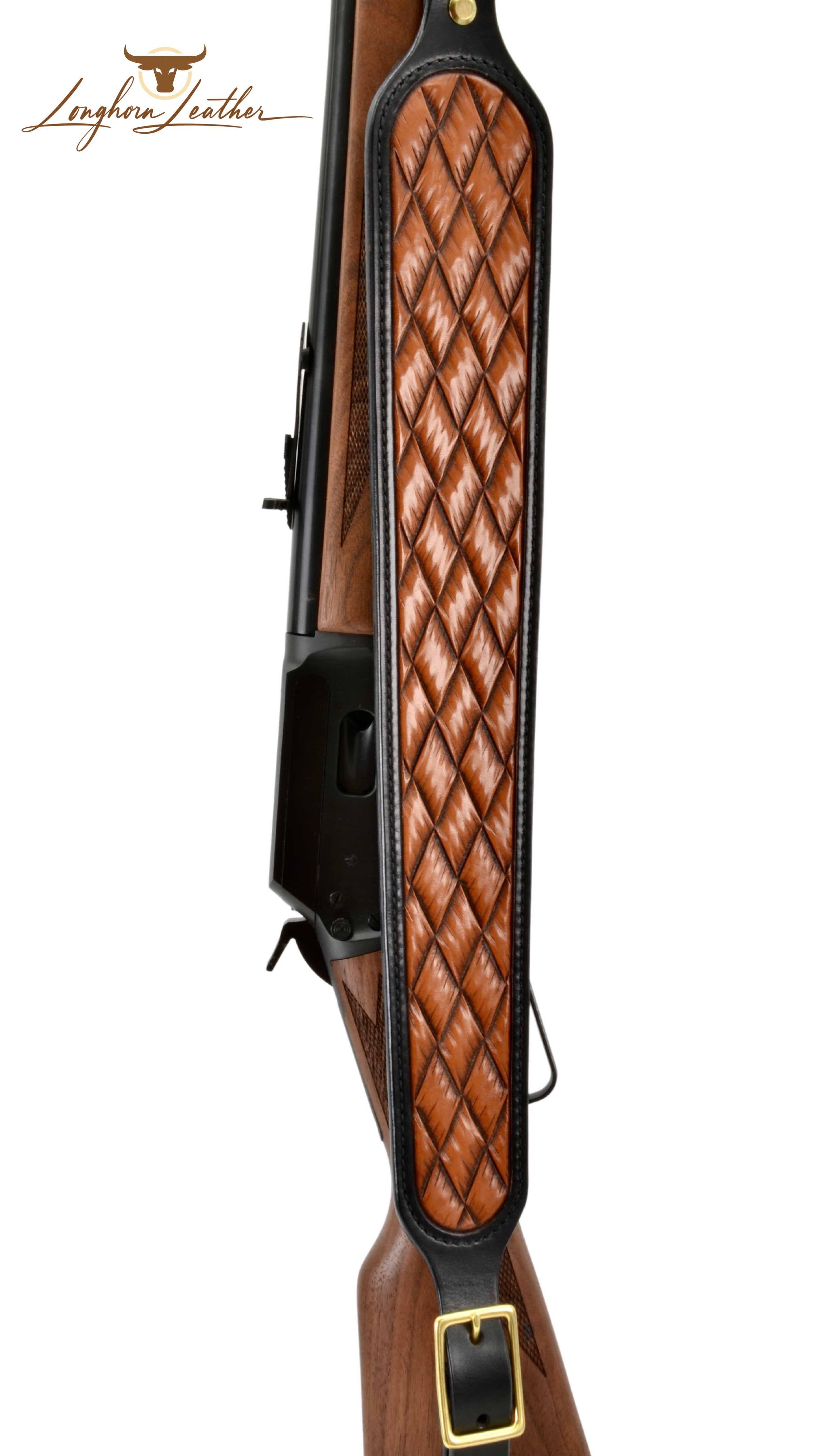 Custom leather rifle sling featuring the Wickenburg design.  Individually handcrafted at Longhorn Leather AZ