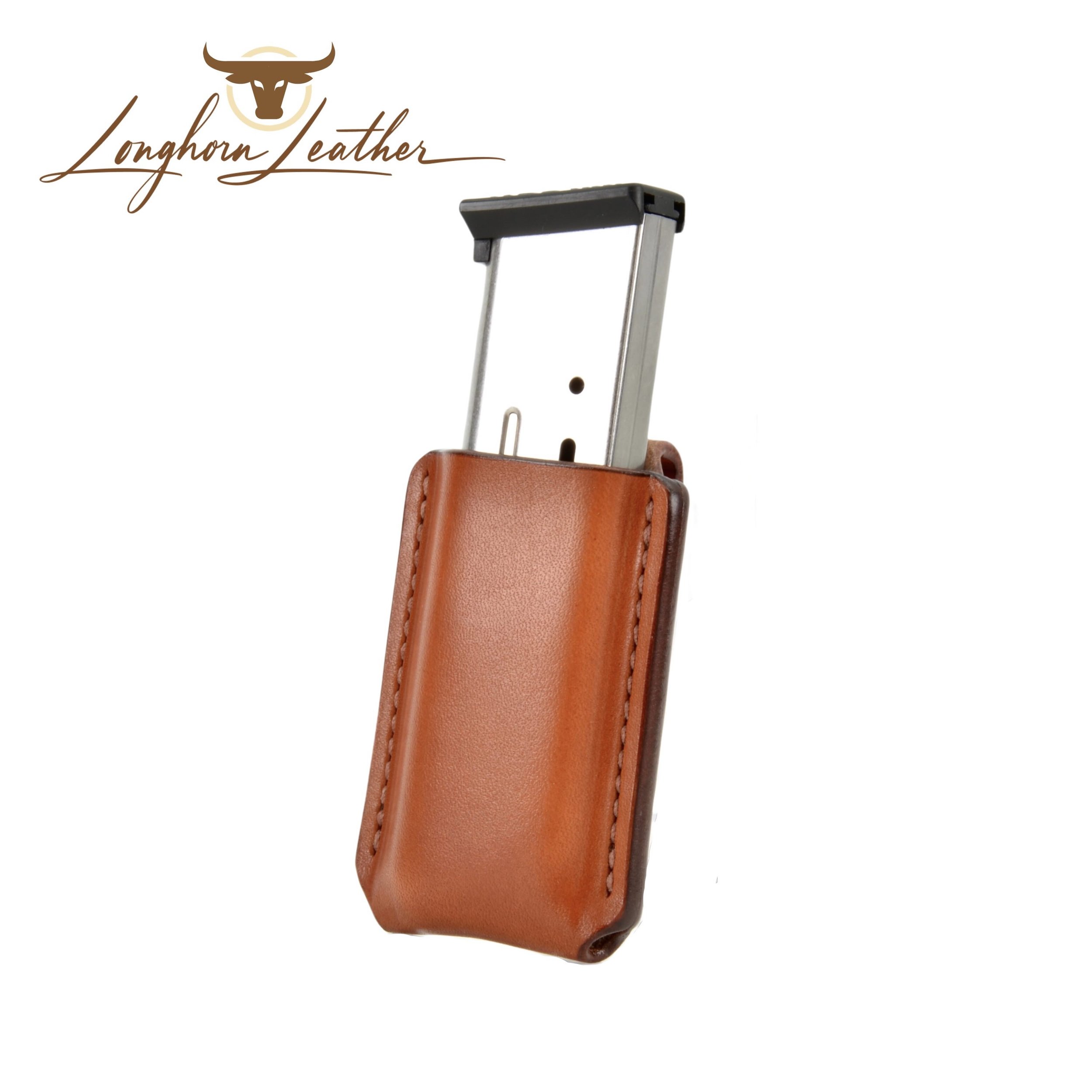 Custom leather 1911 single magazine carrier.  Individually handcrafted at Longhorn Leather AZ