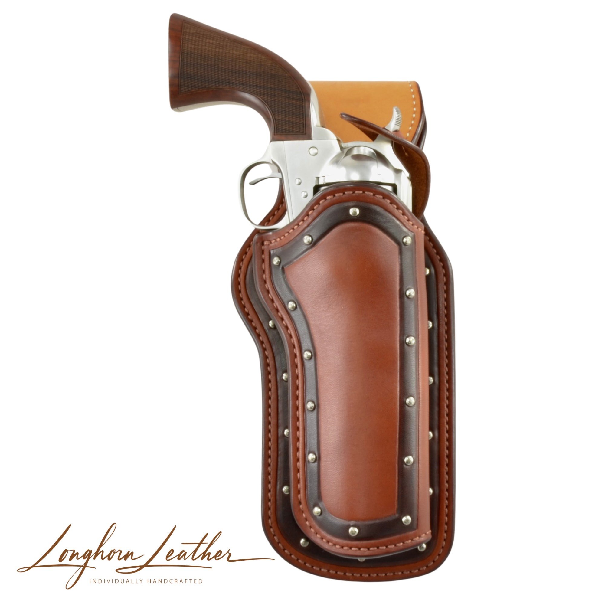 Custom leather single action western holster, Jerome design, Handcrafted by Longhorn Leather, Scottsdale, AZ
