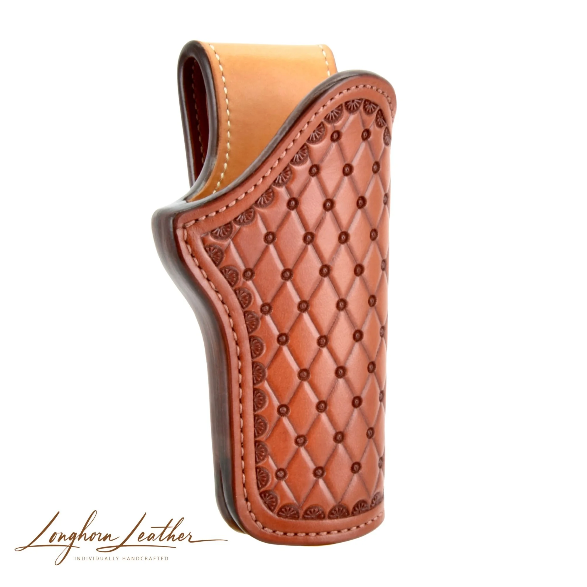 Custom leather 1911 holster with San Carlos design – expertly handcrafted in Scottsdale, Arizona by Longhorn Leather AZ.