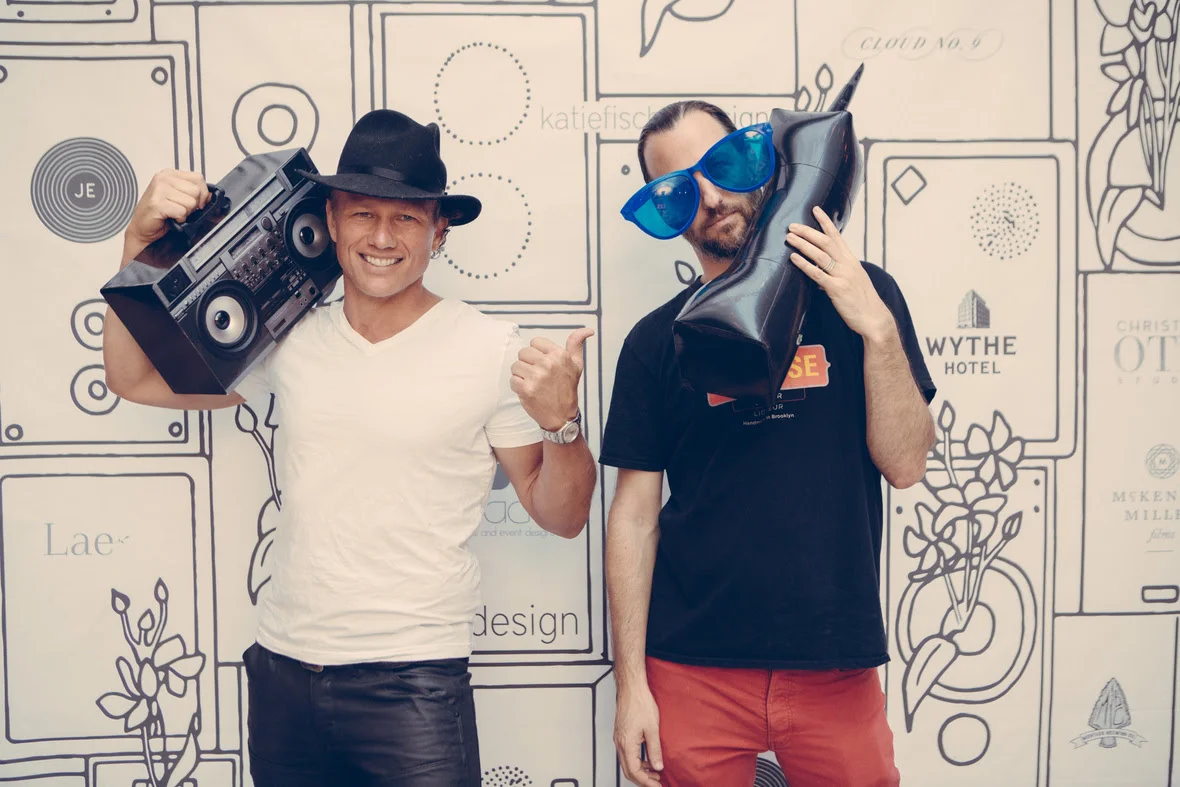 Ray Jarrell and Josh Morton (Barrow's Intense). Photobooth by Hello Photobooth with a Katie Fischer Design backdrop.