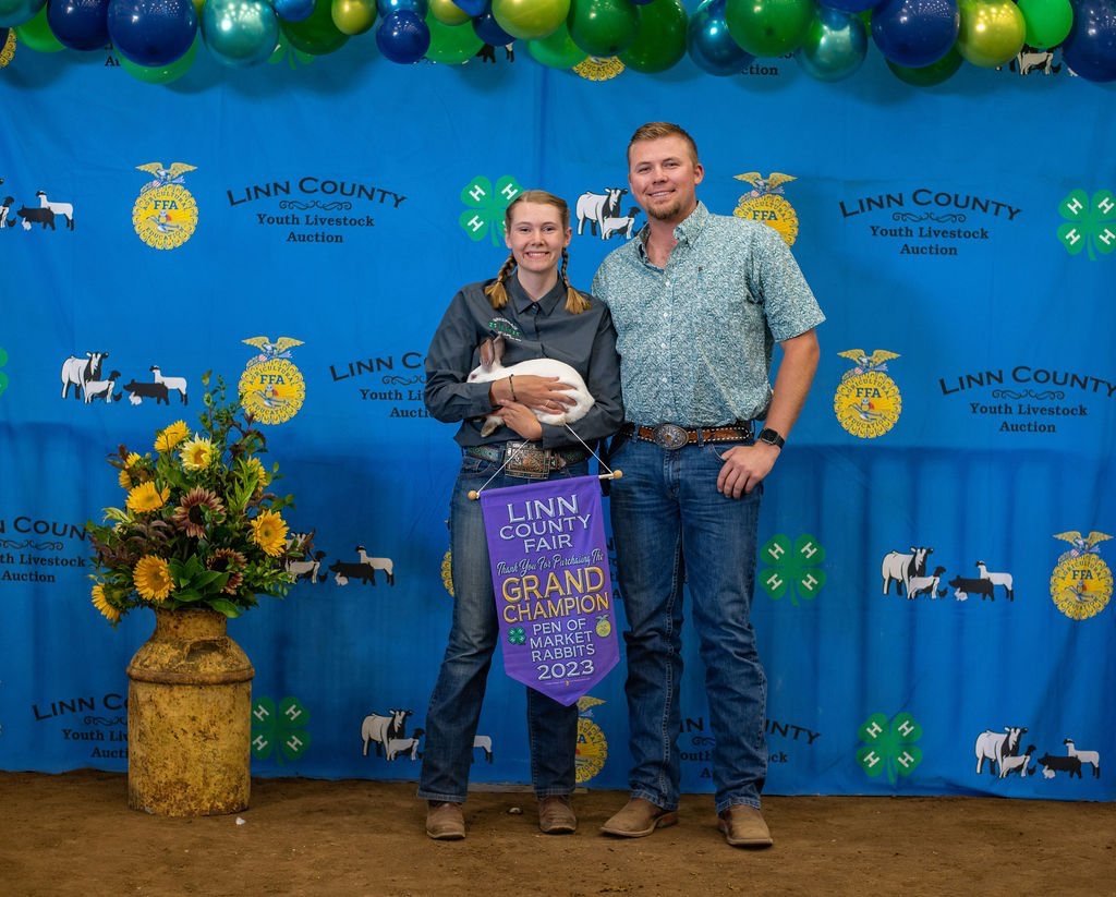  Anika Ylen, Grand Champion Pen of Rabbits purchased by George Van Dyke Trucking 