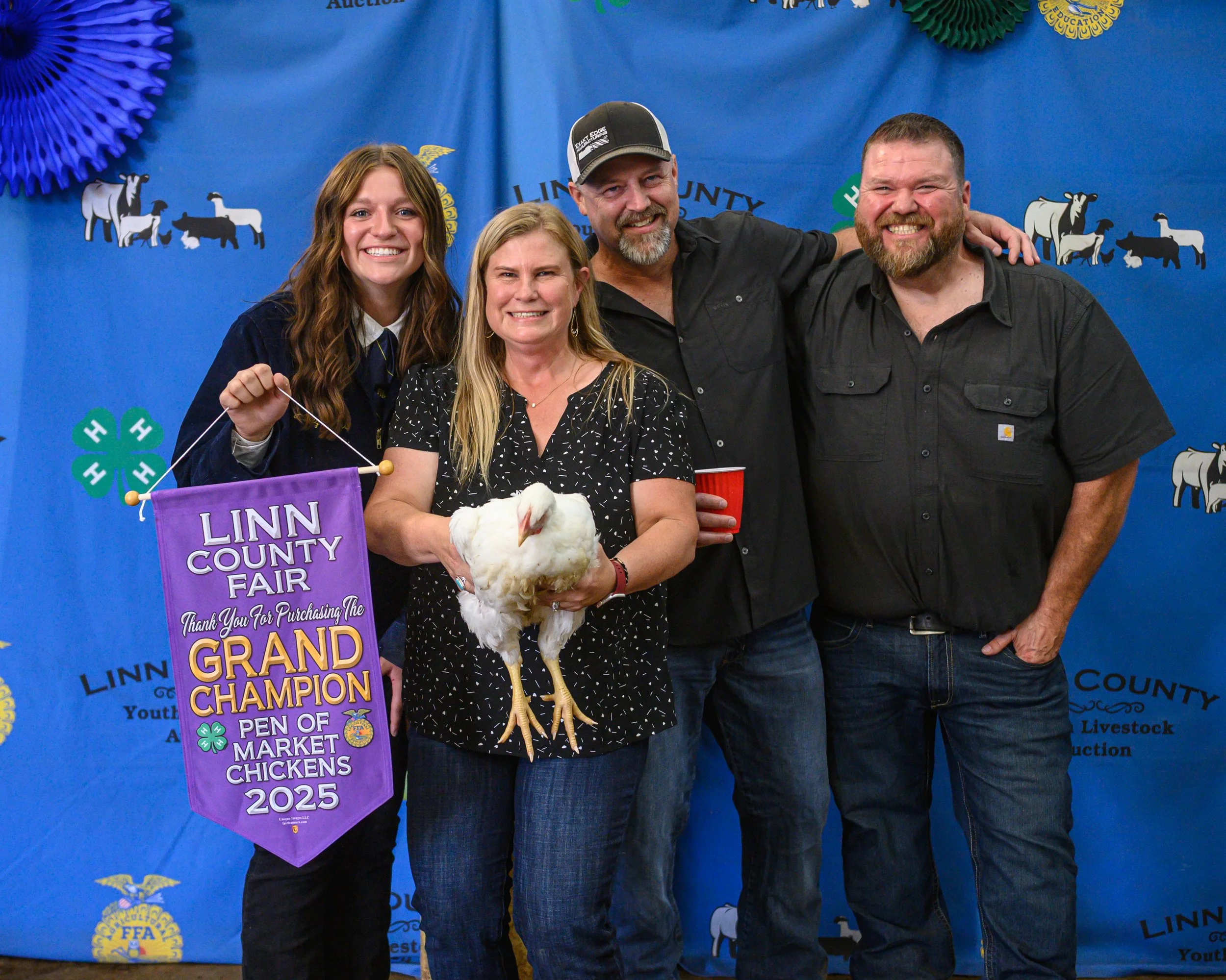 Champion Pen of Chickens - Audrey Storms, Purchased by Exakt Edge Manufacturing, Boshart Trucking and Santiam Tree Service