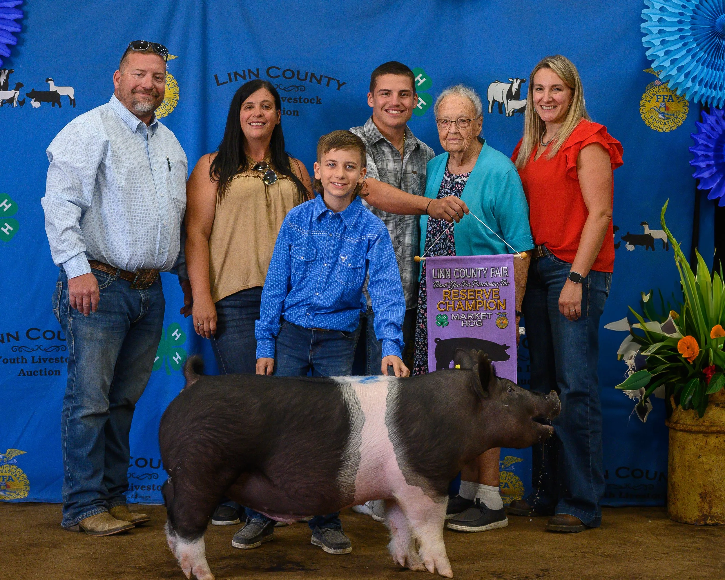 Reserve Champion Swine - Easton Lester, Purchased by Rob and Sarah Damon and Kane Damon in memory of Randall Raschein Sr