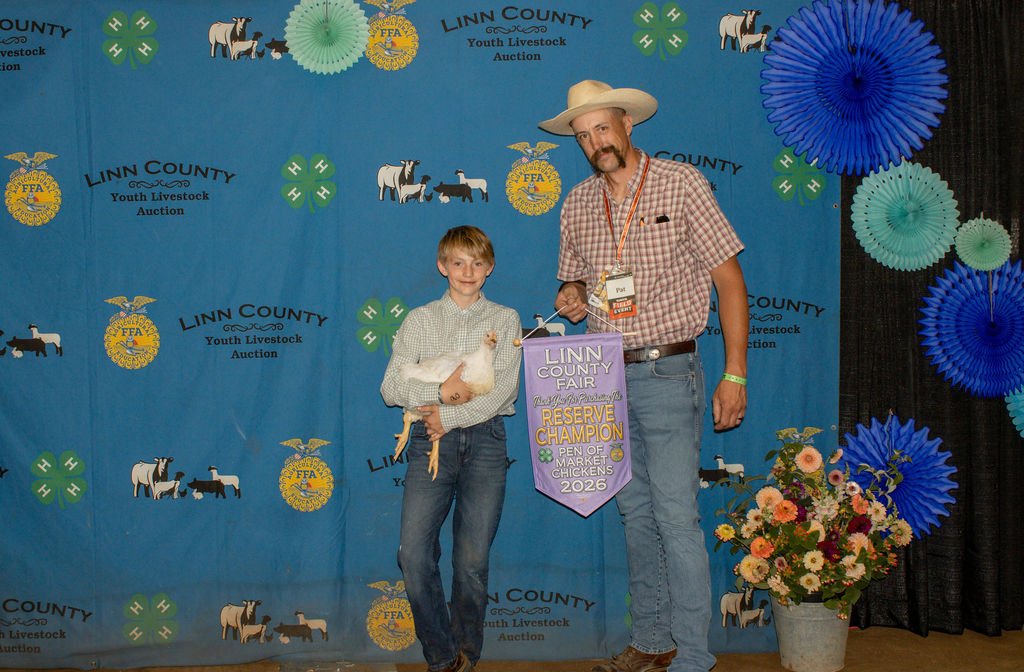 Reserve Champion Pen of Chickens - Ryker McKamey - purchased by Linn Benton Tractor