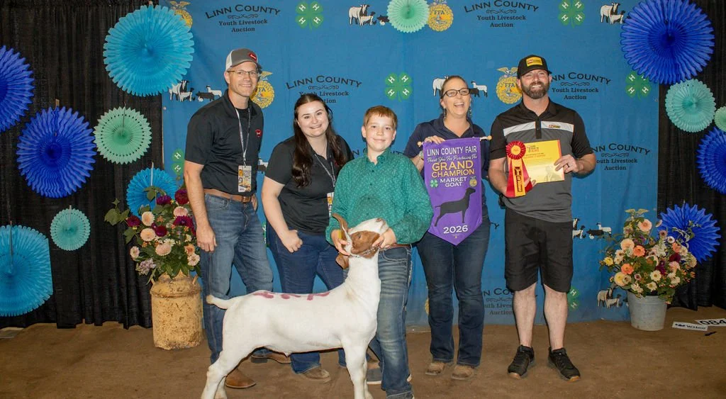 Champion Market Goat - Caleb Dodge - purchased by Coastal Farm, Wilco, and Les Schwab - Lebanon