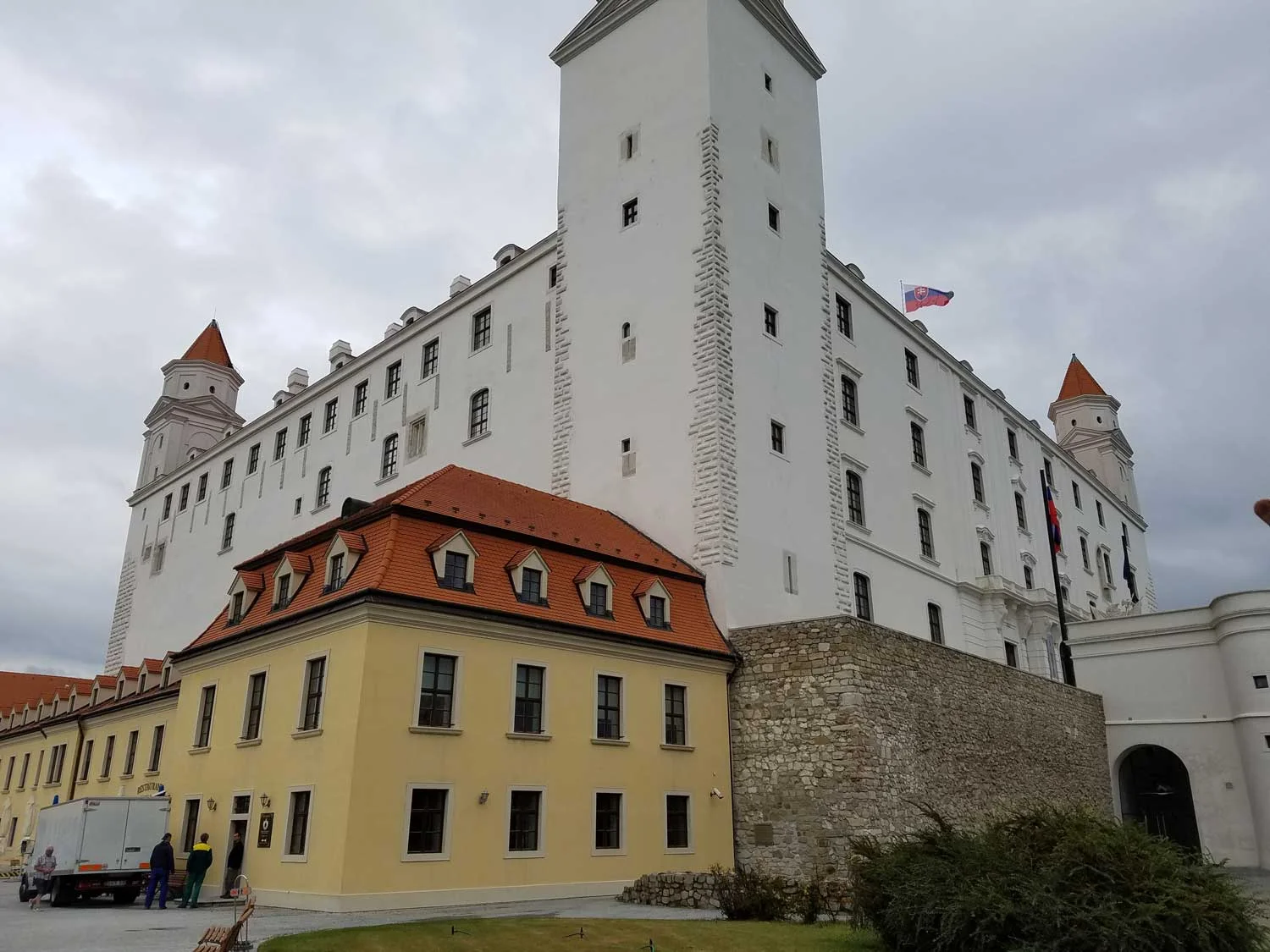The hulking Bratislava Castle dates back to the 10th century, but the hill where it is located has been a key strategic stronghold for thousands of years, from ancient tribes to the Celts and Romans to the Slavs and the Kingdom of Hungary. In 1809, it was bombarded by Napoleon's army, and it suffered severe fire damage three years later, then lay in ruin for more than a century. It was restored after WW2.