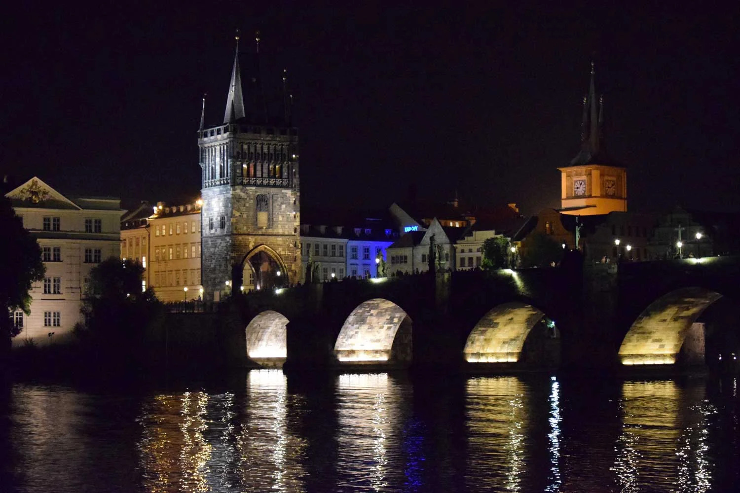 The Charles Bridge was originally built in the 12th century, making it the oldest stone bridge in Europe. Rebuilt by Charles IV in the 14th century and named after him (he's one of their favorite kings. Of course, it's worth noting that they were ruled by the Habsburgs down in Austria from the mid-1500s all the way until 1918, so it's not like they've had a lot of their own Czech kings to choose from over the last half-millenium). The tower at the end of the bridge was built in the 1200s and marks the entrance to the old city.
