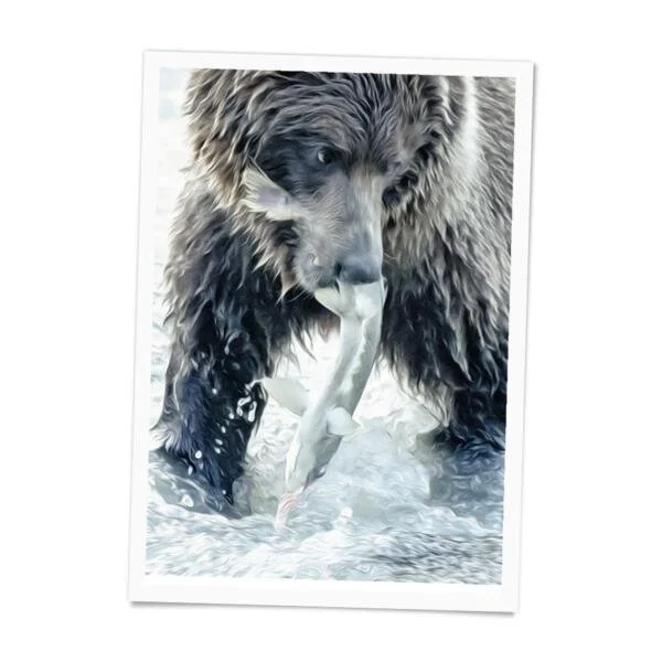 Bear With Fish Poster