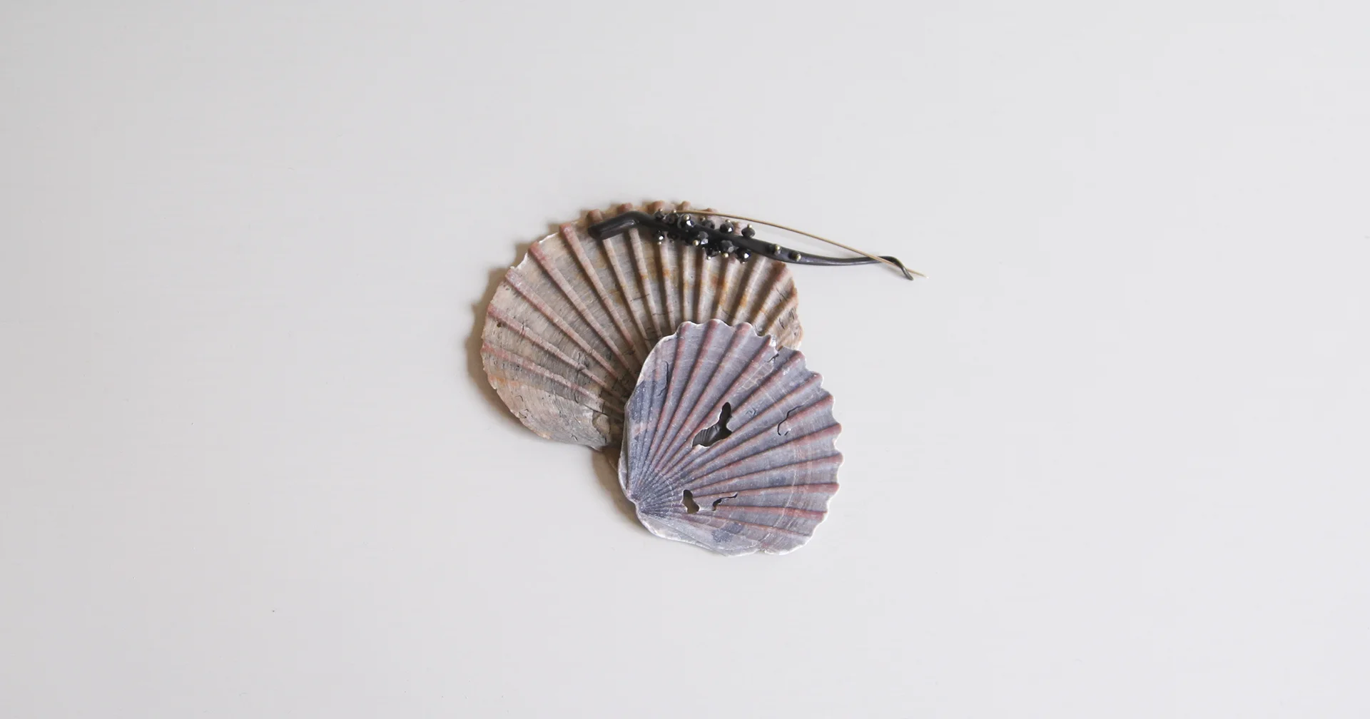 Blossom Branch Pin Oxidized Bronze with Black Diamond