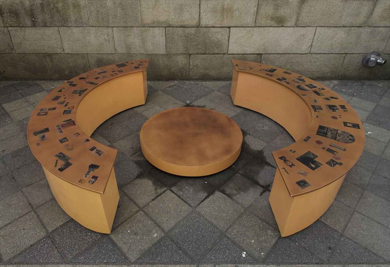 Public art, like defensive architecture, can often run interference between private institutions and the public. In the 70’s, William H. Whyte researched patterns of human behavior in NYC public spaces. One of the questions that Whyte and his colleagues set out to ask was “How public are the public spaces?” Through his studies he learned what made people comfortable and this information was sometimes used to opposite effect by city planners to keep away “undesirables.” A major result of of his research was he learned, quite simply, that most of all people wanted a place to sit. By placing seating in an area where the expectation is art, I am reevaluating the definition of access. 