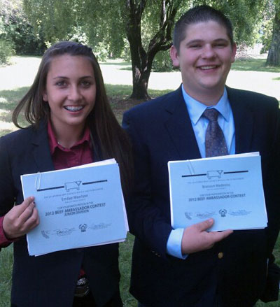 Emilee Morrison and Branson Medeiros go to state competition at California State University Chico. Brandon Medeiros, SLO County Senior Beef Ambassador, wins 2nd place in state contest!