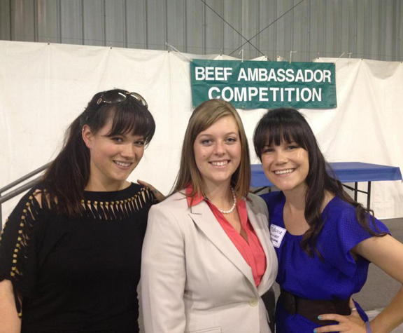 From left to right: Beef Ambassador Committee Chair Olivia Wenger with 2013 SLO County Beef Ambassador Kayla Welcher and past National Beef Ambassador Malorie Bankhead celebrate Kayla’s second place finish at the 2013 California Beef Ambassador competition.