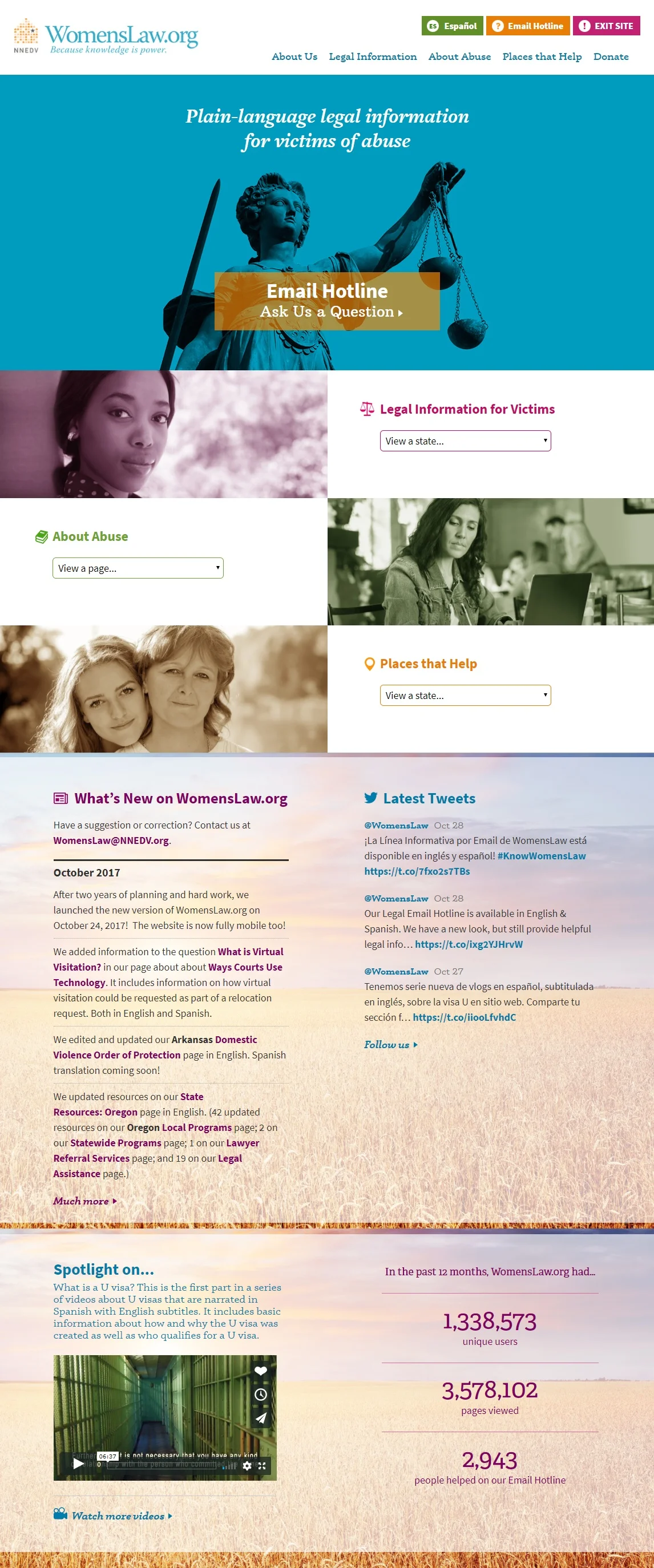 Screenshot of WL frontpage