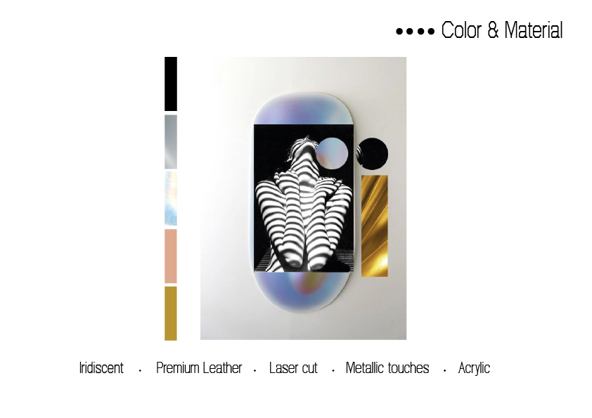  Black, white and iridiscent finishes were suggested by judges for use in your color palette. 