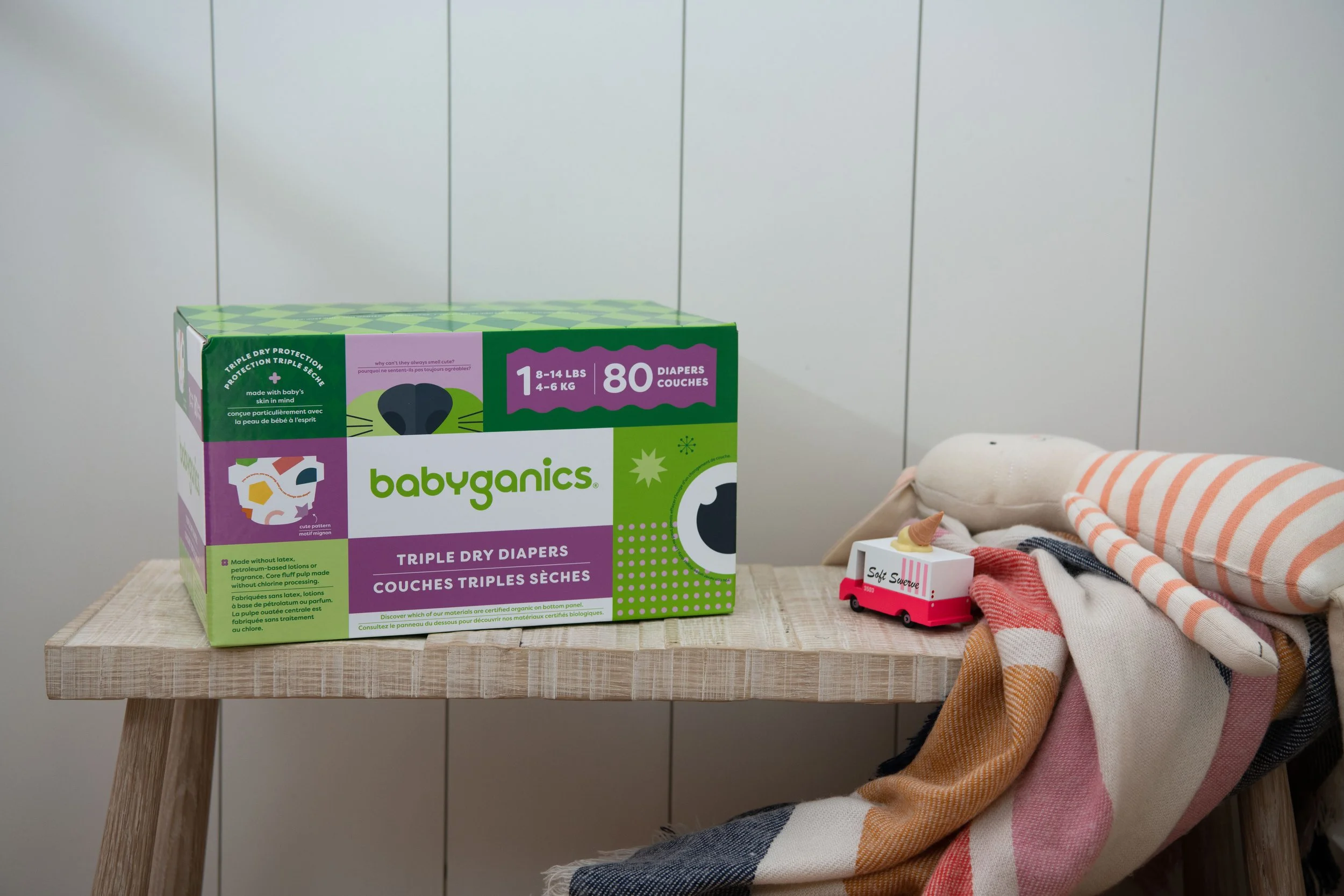  Redesign of the babyganics diapers packaging to introduce new diaper technology and new diaper graphics.  