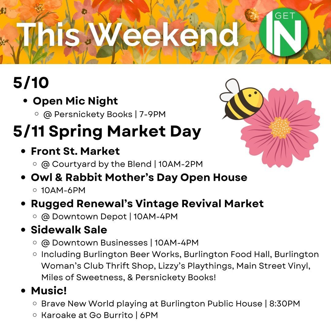 🌻 ready to dive into the weekend? Head to downtown Burlington this weekend for Spring Market Day (5/11) and show some love to our local businesses! 🌸 #BDC #BurlingtonNC #SpringMarketDay