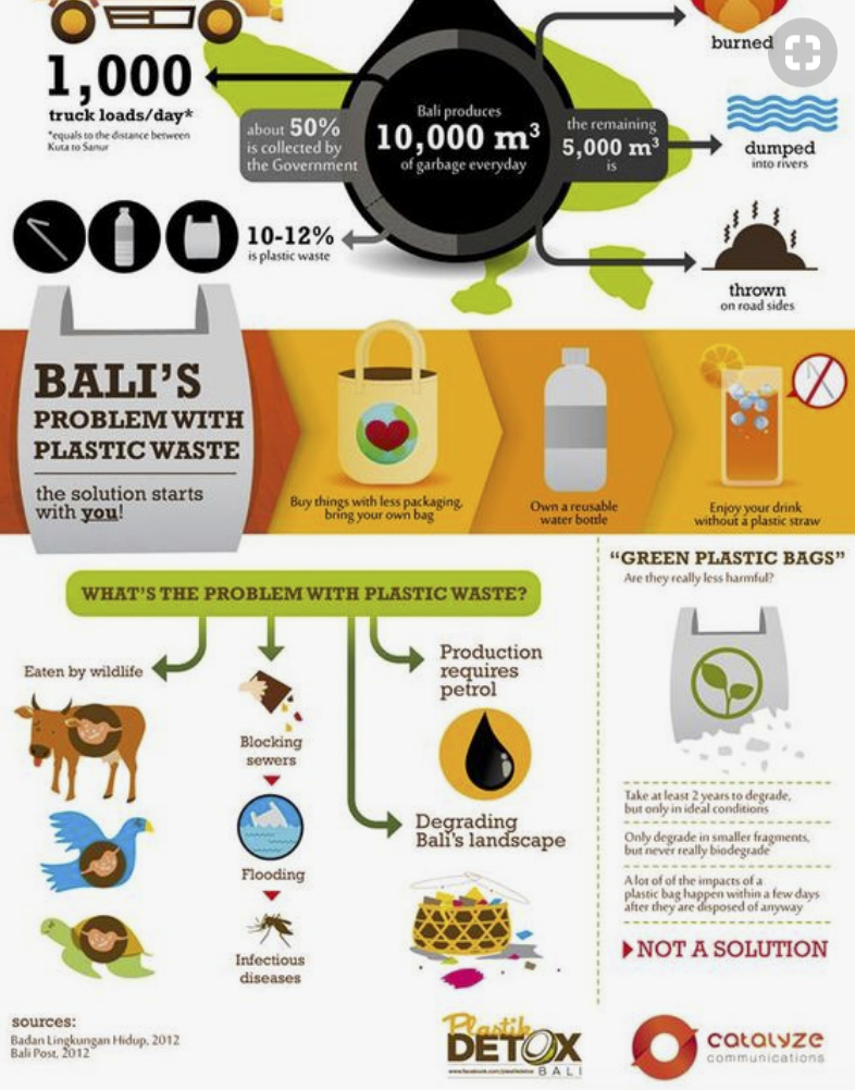 This illustration found on Pinterest highlights Bali's problem with plastic waste.
