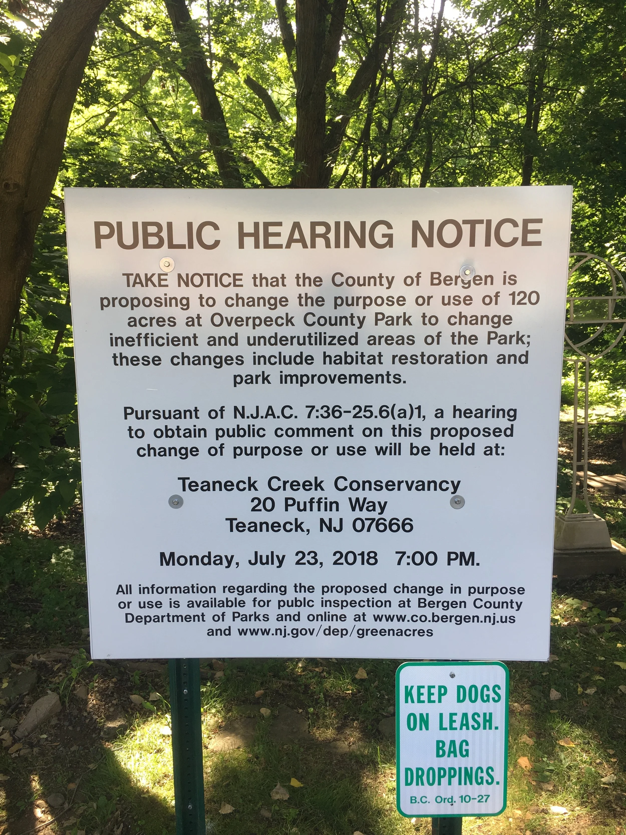 Bergen County Public Hearing on Teaneck Creek Restoration 